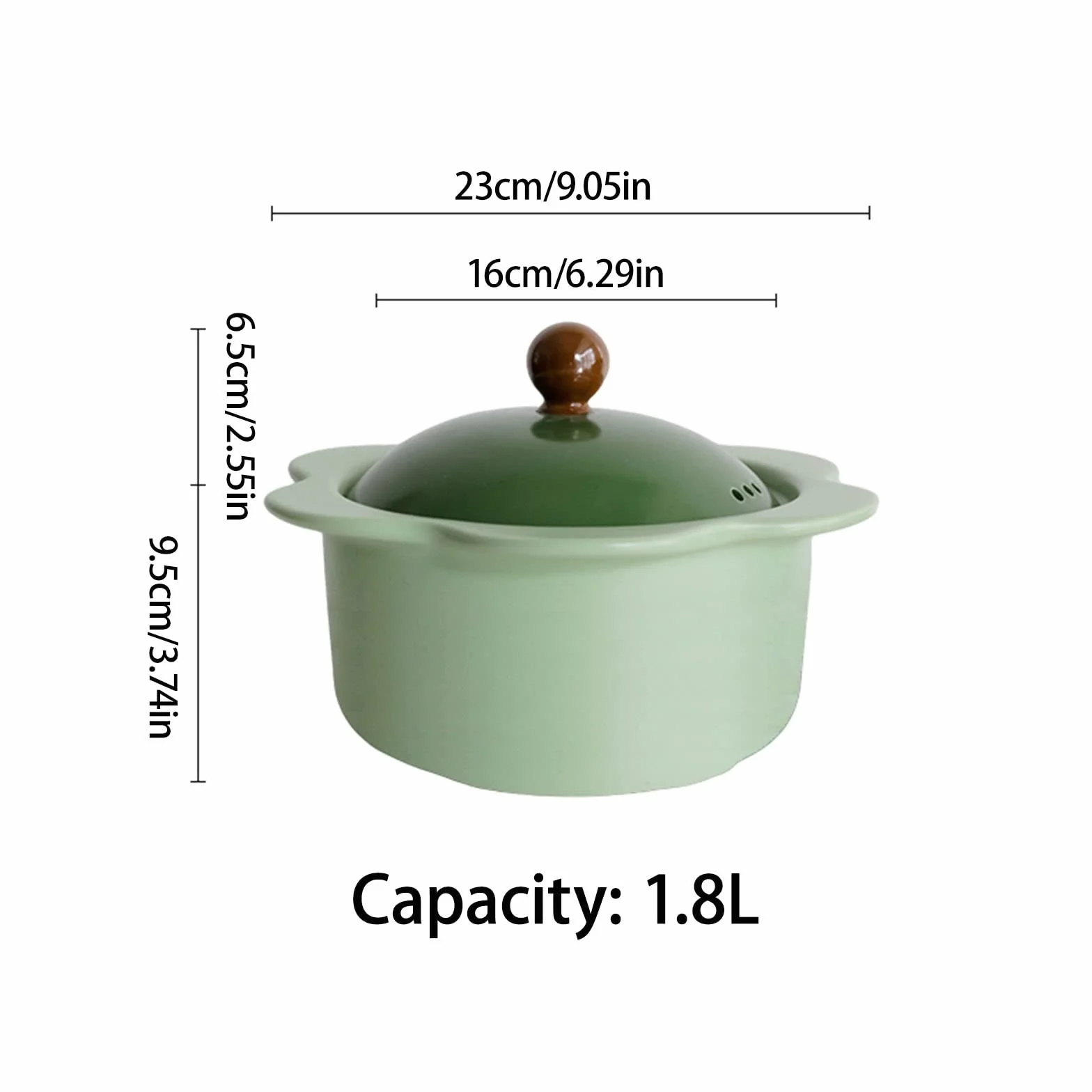 Dutch Oven Z Pokrywką Gliniany Garnek Z Uchwytem Nieprzywierający Ceramiczny Garnek Do Pieczenia Duszenia Kuchenka Gazowa(Green)