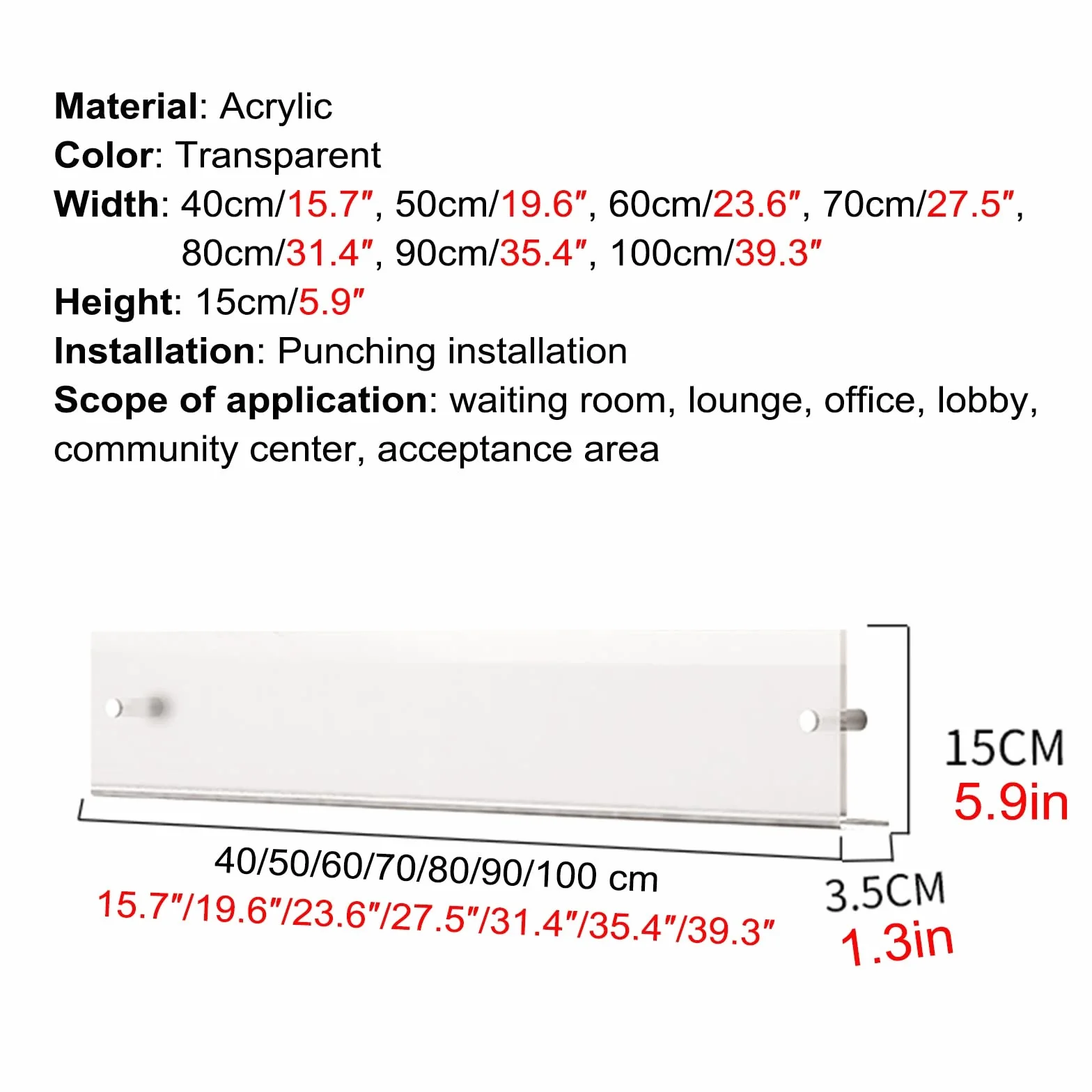 Akrylowy organizer na czasopisma, stojak ścienny do ekspozycji literatury, szary 99,8 cm, szeroki uchwyt na broszury, idealny do czasopism, gazet i literatury, szer. 50 cm