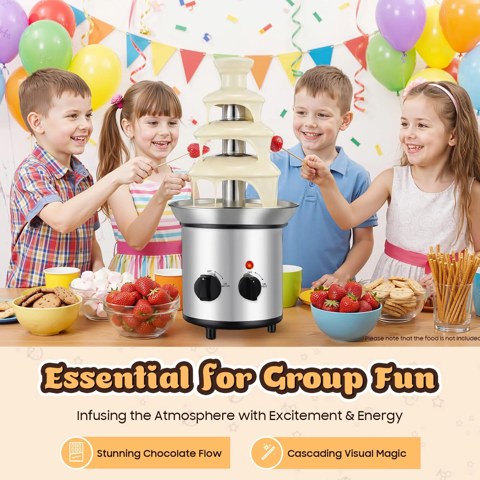 4-poziomowa fontanna czekoladowa z funkcją topienia, 1,8 l, ze stali nierdzewnej, z ogrzewaniem, 170 W, elektryczna fontanna czekoladowa, fondue, maszyna do czekolady, sera, sosu BBQ