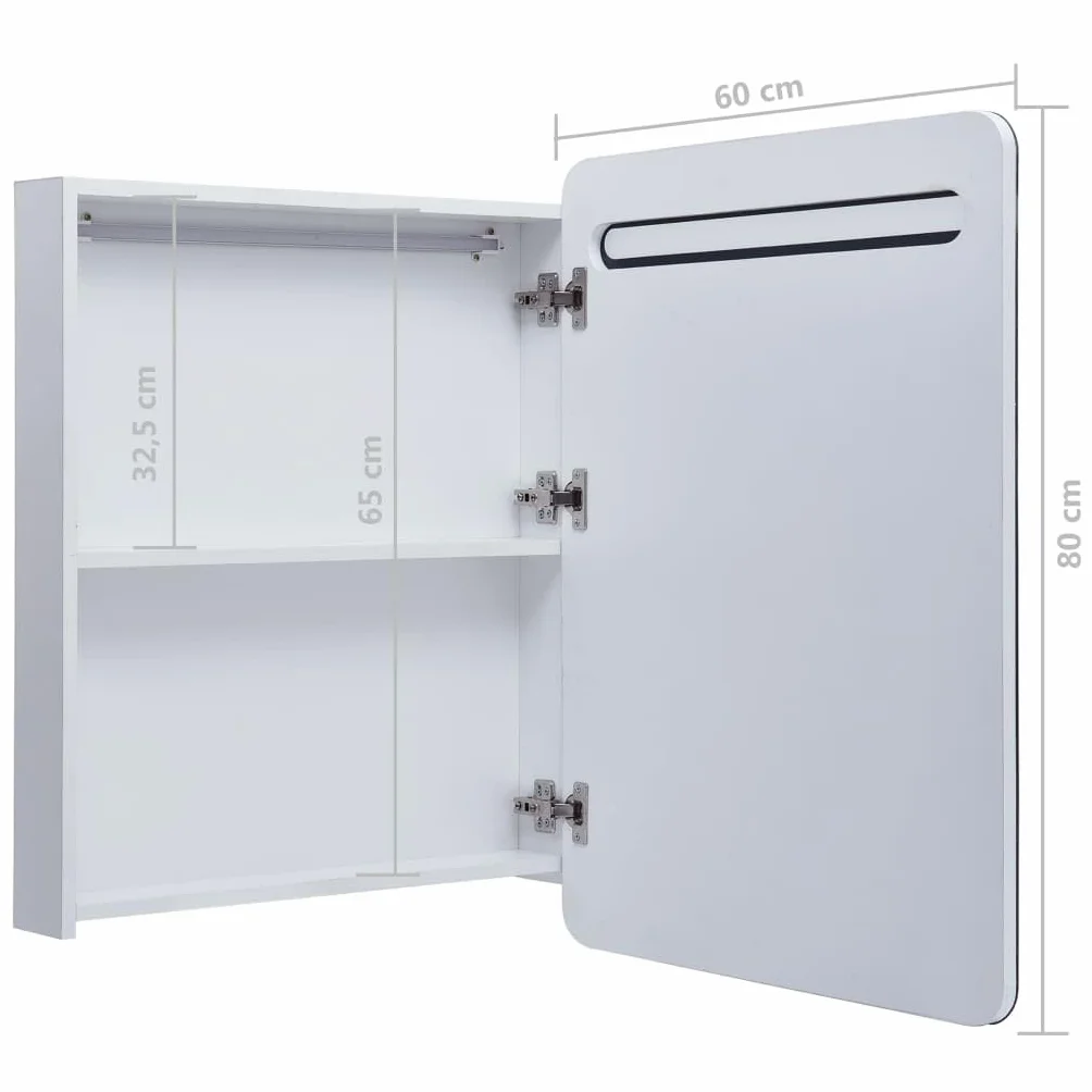 vidaXL Szafka łazienkowa z lustrem i LED, 60 x 11 x 80 cm