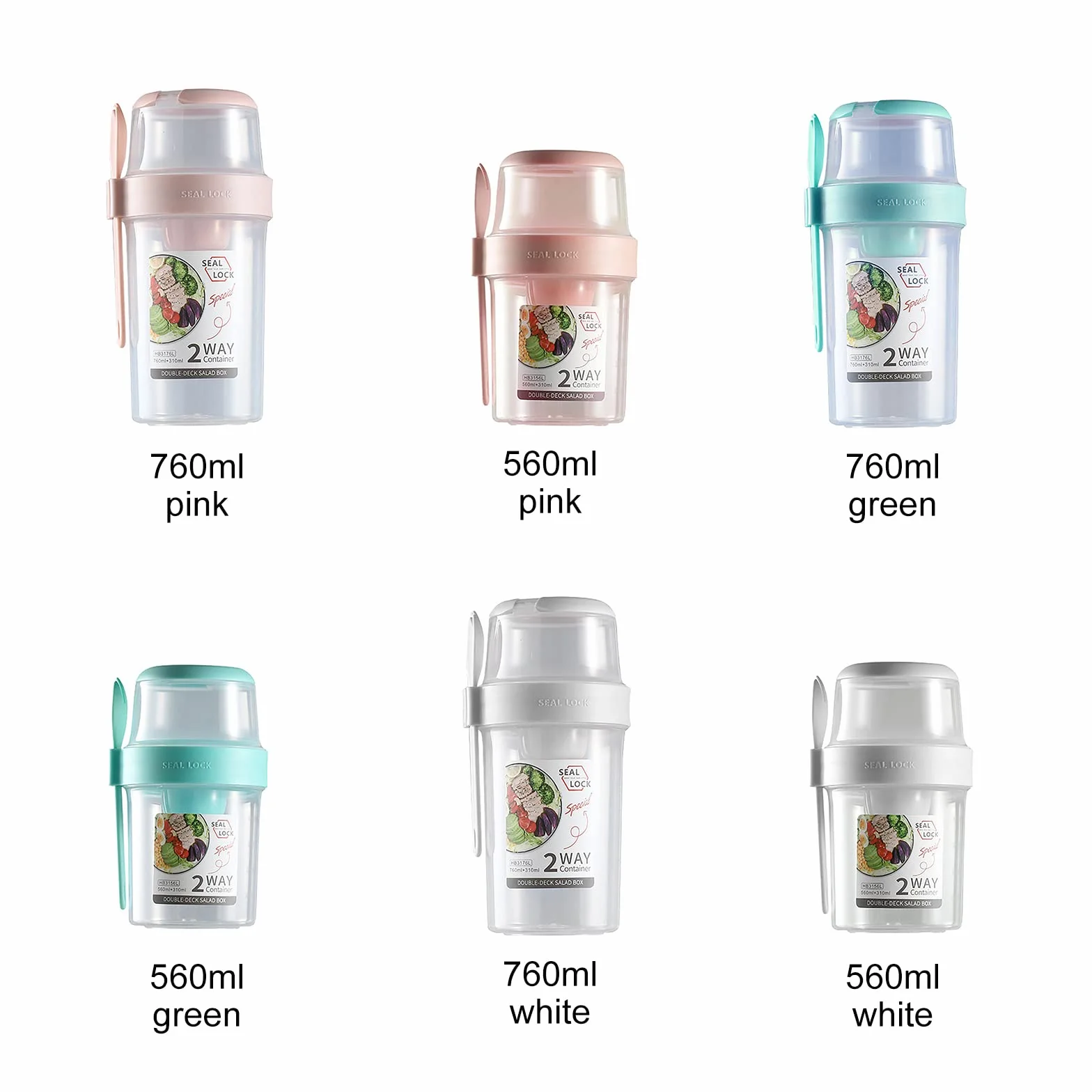 BestAlice Keep Fit kubek do sałatek z widelcem i sosem do sałatek, 760 ml, przenośny pojemnik na sałatkę z owocami i warzywami
