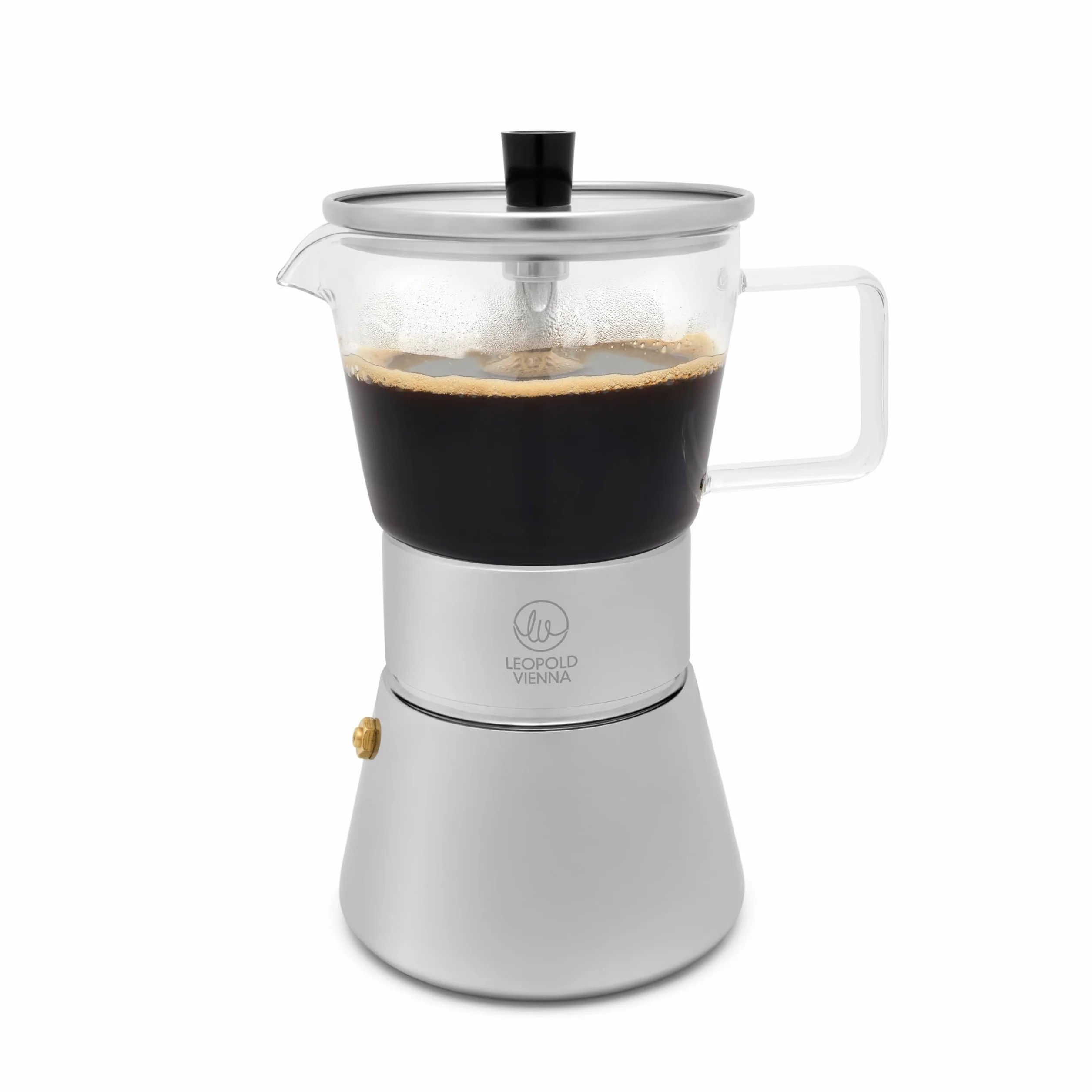 Leopold Vienna Zaparzacz do espresso, indukcyjny, stal nierdzewna, z filtrem ze stali nierdzewnej, na 4 filiżanki espresso – dla najlepszej przyjemności z picia kawy