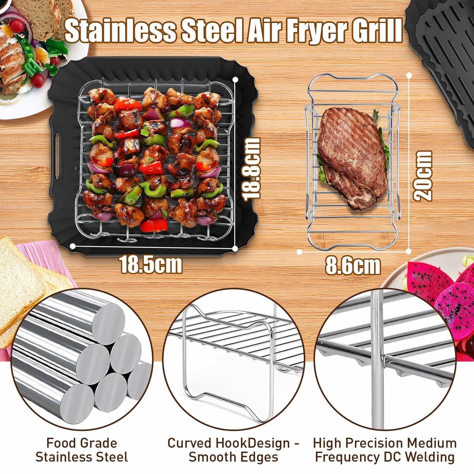 Akcesoria do foremek silikonowych Air Fryer, do Philips serii 3000/5000 Dual Basket 3L/6L, 18 szt. z silikonową formą do frytkownicy powietrznej, kratki/stojaki, foremka do ciasta, foremka do chleba
