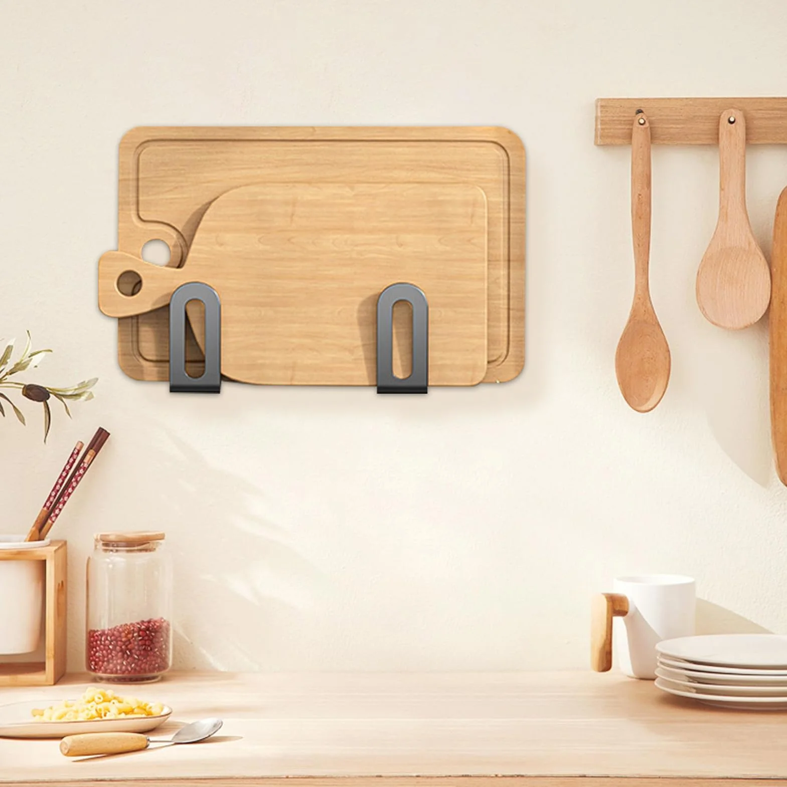 Pot Lid Holder, Adhesive Wall Mount Rack, Vertical Storage Hook, No Drilling Design, Compact Organizer for Kitchen Pantry Bathroom Balcony Use, 2.95x1.97x1.18 Inches