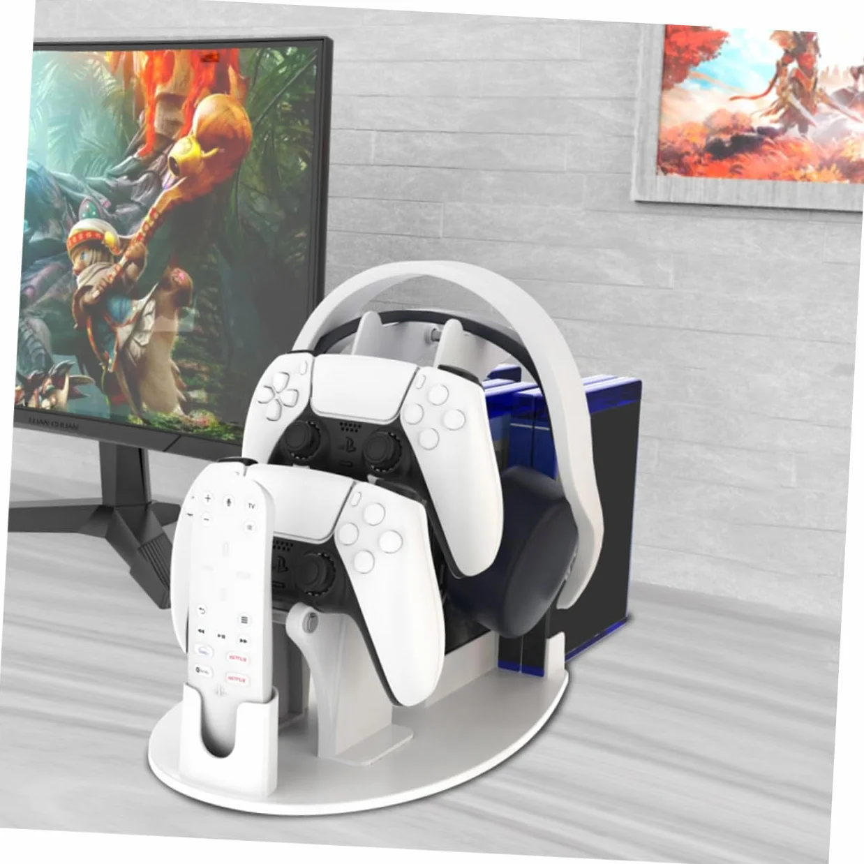 Półka do przechowywania kontrolerów gier – praktyczny uchwyt na gamepad i CD nizer do gier konsolowych – wszechstronny stojak do przechowywania akcesoriów gamingowych zajmuje mało miejsca