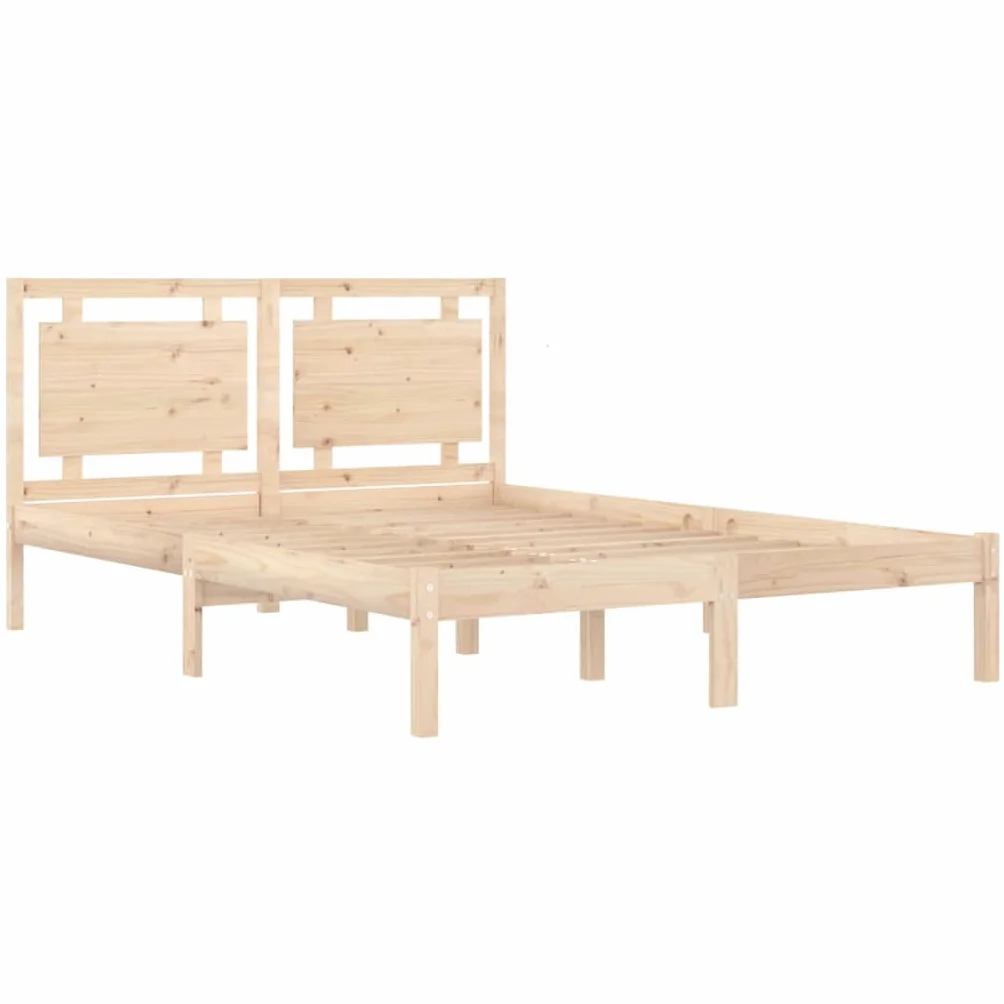 Lite sosnowe Klasyczna rustykalna listwy ze sklejki Brąz 120 x 200 cm | Rama łóżka lite drewno sosnowe 120x200 cm stelaż pod materac wezgłowie klasyczna sypialnia