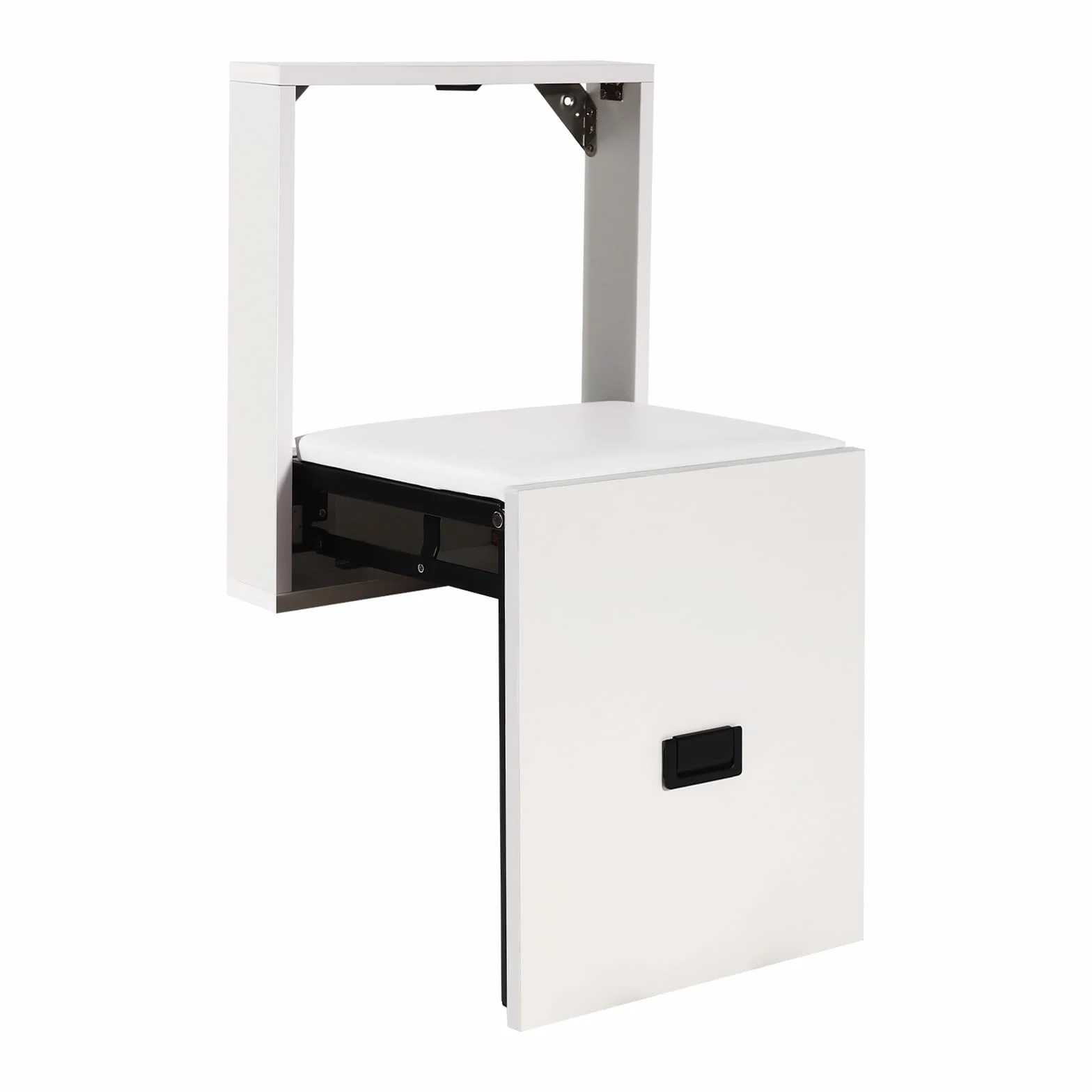 Krzesło składane ścienne, 35,5 x 36,5 cm, składane siedzisko, ściana krzesło składane, obciążenie całkowite 150 kg, montowany na ścianie, składany taboret na buty (czysta biel)