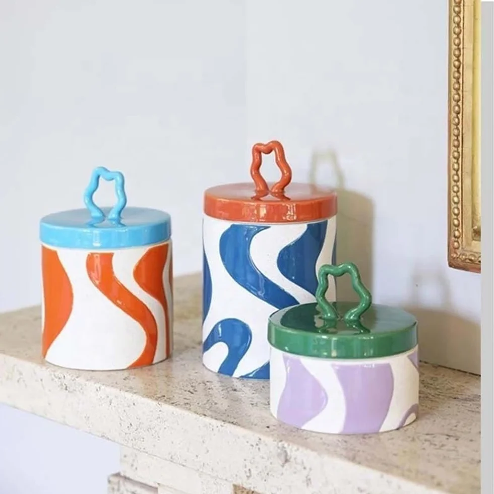 Masło pudełko Ceramiczny pojemnik na masło, kolorowy słoik do przechowywania w wazonie kuchennym, pudełko biżuterię ze słoikami cukierki