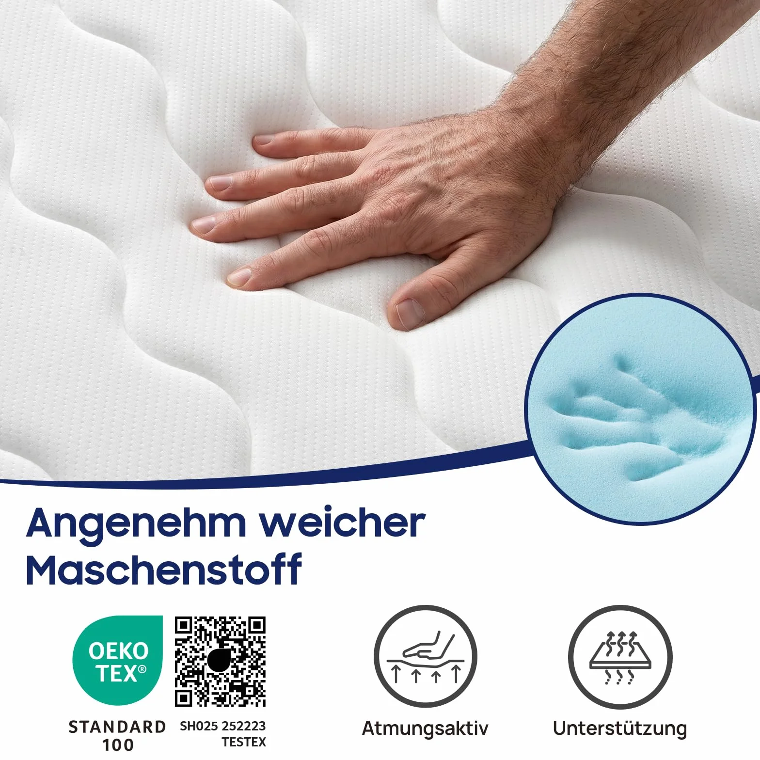 BedStory Materac sprężynowy z kieszonkowym rdzeniem sprężynowym 120 x 200 cm, stopień twardości 3/H4, 20 cm, Oeko-TEX, ciemnoszary