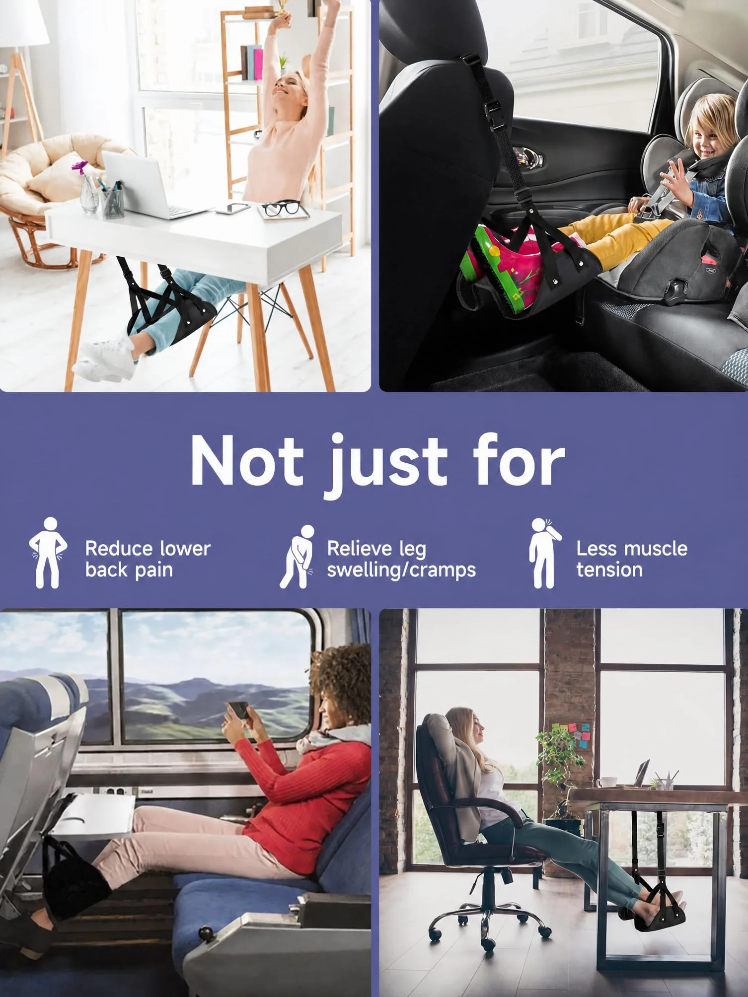Moman Foot Rest Przenośny hamak dla dorosłych i dzieci do długiego lotu, podnóżka do samolotu i podróży samochodowych