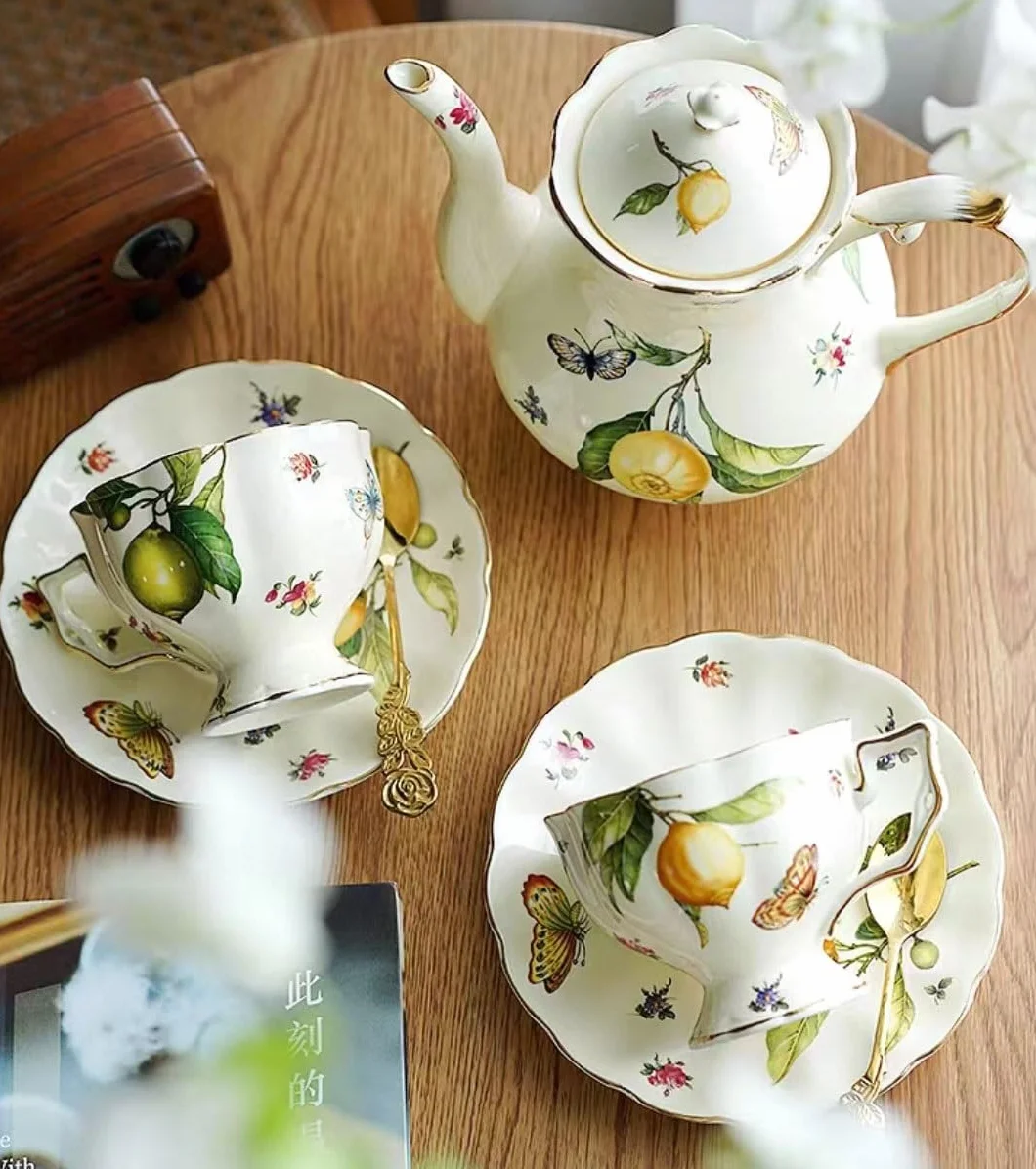 Zestaw ceramicznych filiżanek do kawy, zestaw do herbaty, filiżanka do podwieczorku Zestaw do parzenia herbaty Zestawy do herbaty porcelanowej Filiżanki i spodki do herbaty kwiatowej Filiżanki do kawy