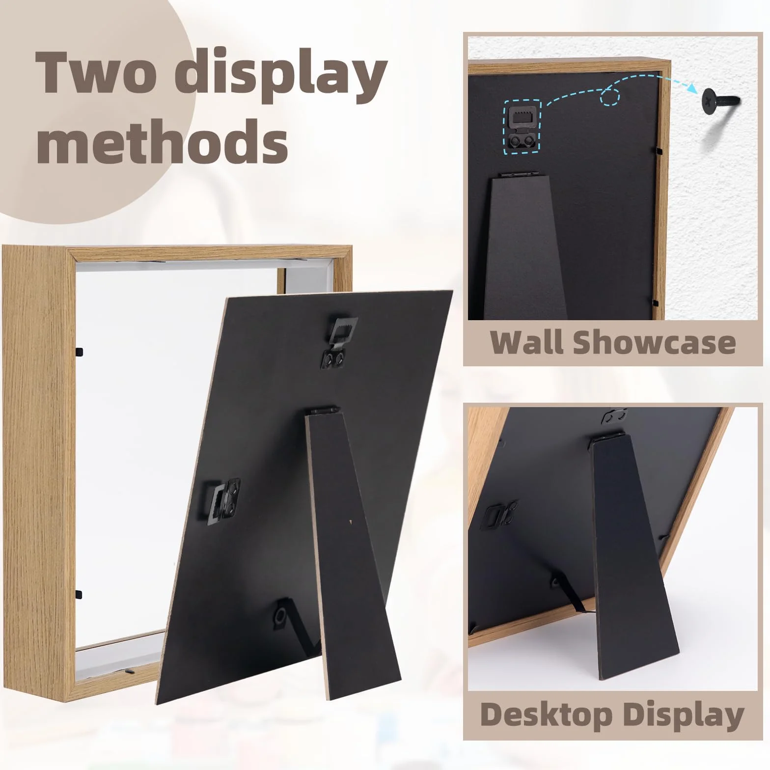 WISYOK Ramka na zdjęcia 3D do wypełniania 22x22cm, Ramka na obiekty 3D głęboka 3cm, Głęboka ramka na ścianę i desktop, Shadow Box na zdjęcia, obiekty, bukiet ślubny, dzieła sztuki DIY (naturalne