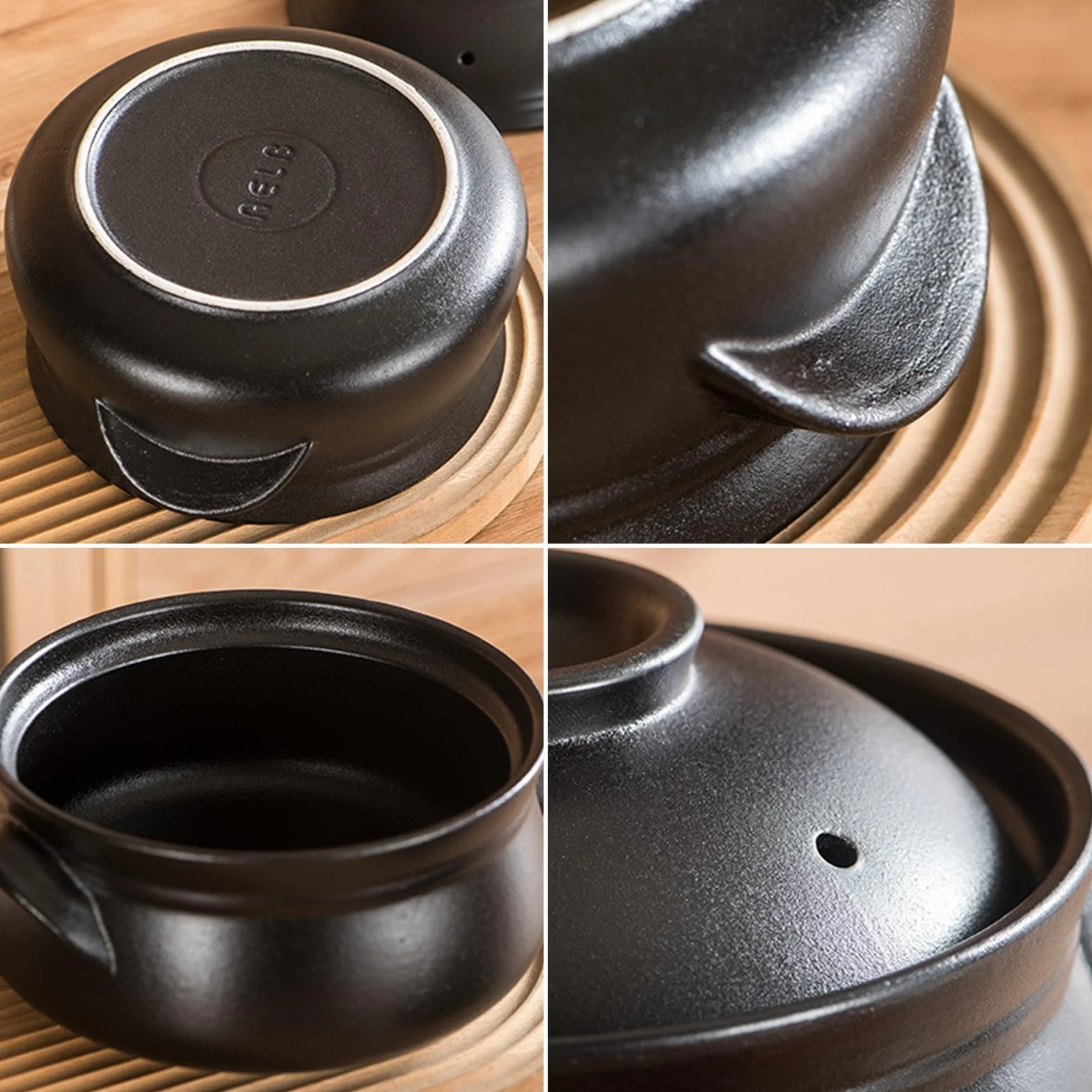 Ceramiczny garnek do gotowania, porcelanowa miska do zupy z uchwytem, zapiekanka i naczynia do gotowania na parze do makaronu i ryżu, zawiera pokrywkę i podwójną ceramiczną konstrukcję