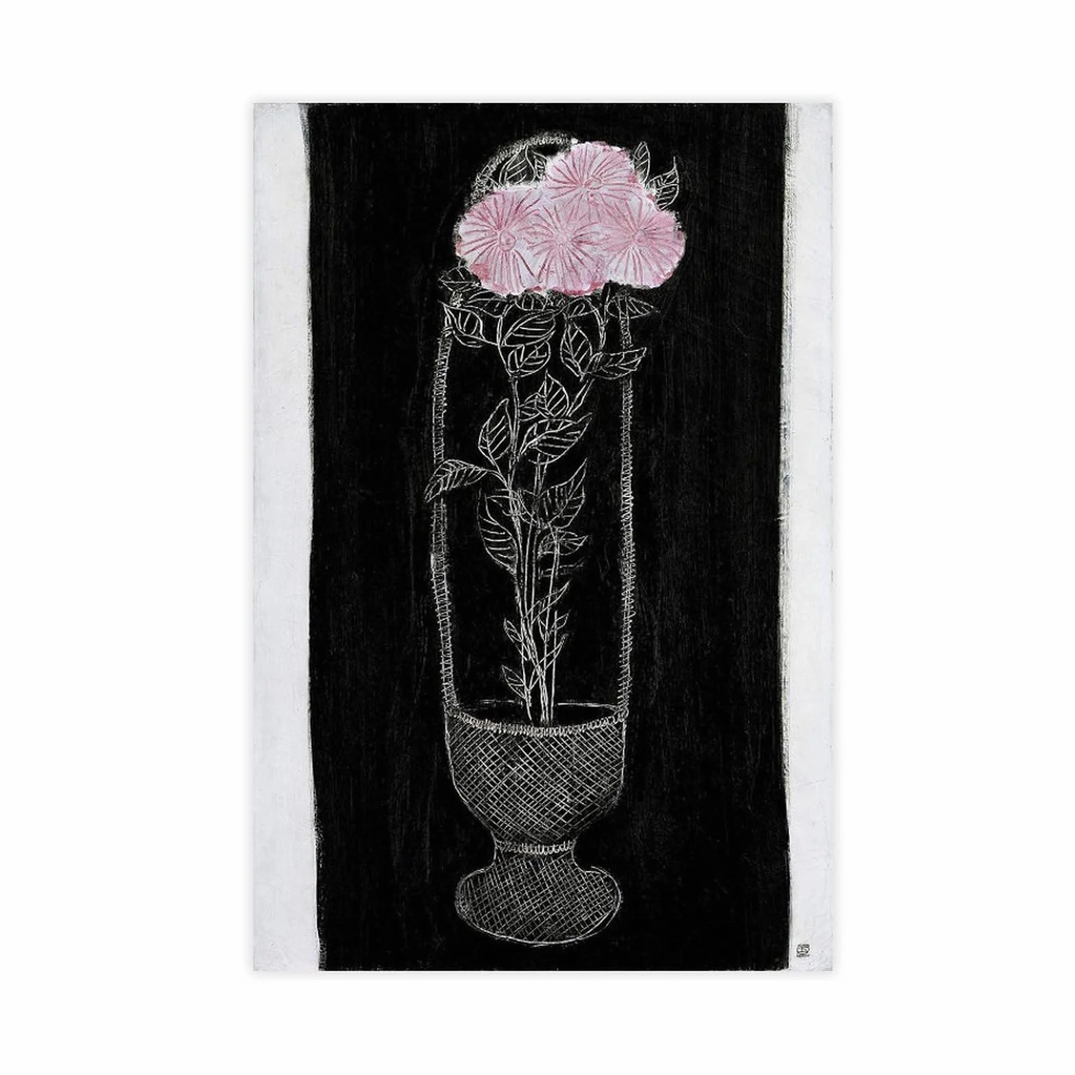 ANFOTCM Sanyu, różowe chryzantemy w koszu, plakaty na płótnie sztuka ścienna sypialnia biuro pokój dekoracja prezent 60 x 90 cm