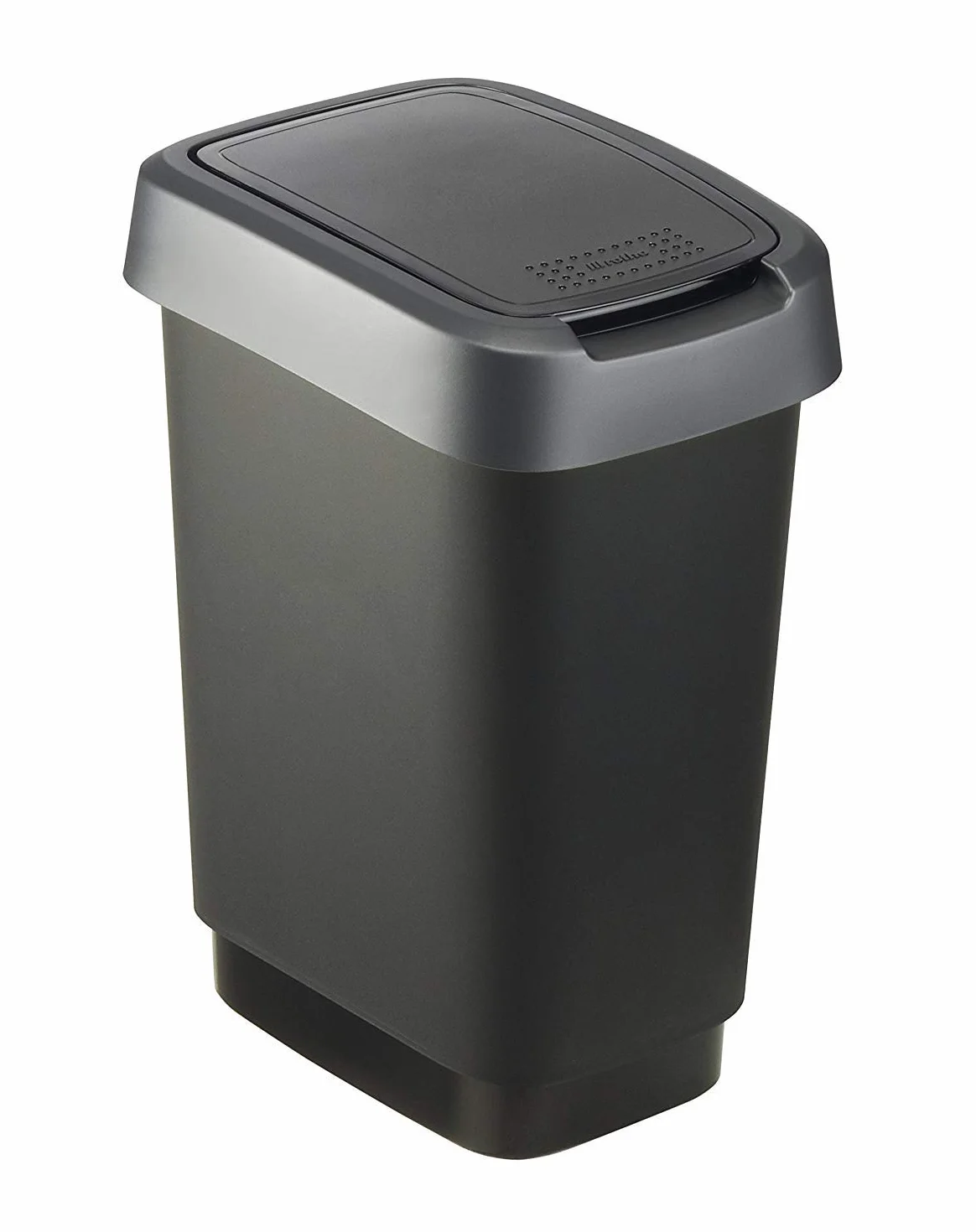 Rotho Eco Twist 1754308850 Pojemnik na Odpady, Czarny/Srebrny, 10 l