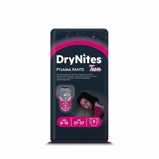 Huggies DryNites majtki dziewczęce (bardzo chłonne 8-15 lat), 9 sztuk