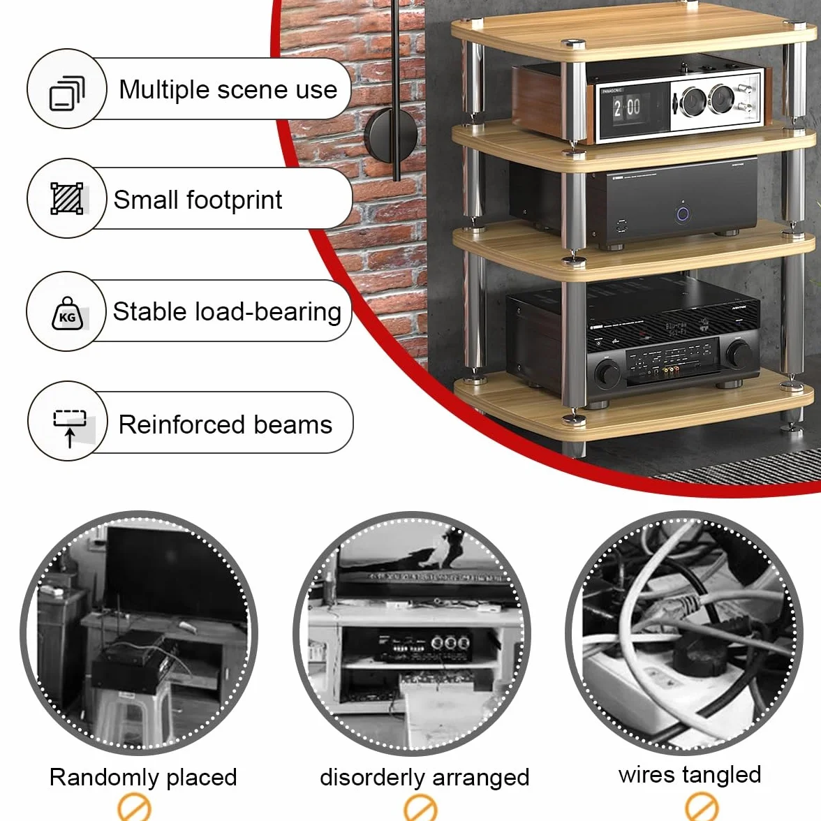 Nowoczesny stojak HiFi - stojak na media AV i szafka rage, narożna konsola TV, półki do gier, biały, 57 cm, elegancka jednostka rozrywkowa do małych przestrzeni, stylowa dekoracja domu