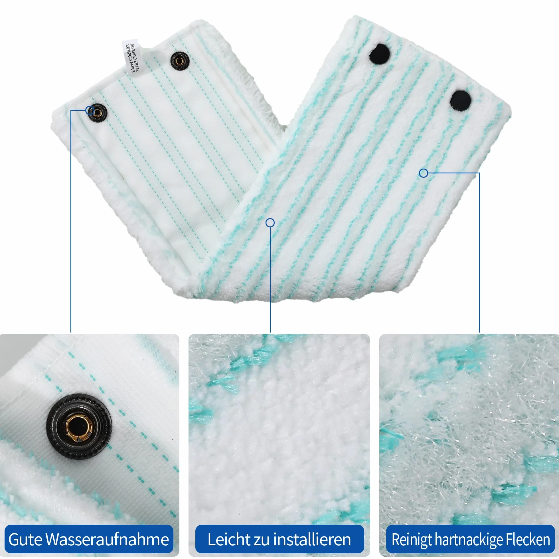 4 Częściowa nakładka z mikrofibry mopa do Leifheit Combi/Clean Twist M Micro Duo, odpowiednia do wszystkich rodzajów podłóg, wymienna ściereczka do mopa jest bardzo chłonna i doskonale usuwa plamy