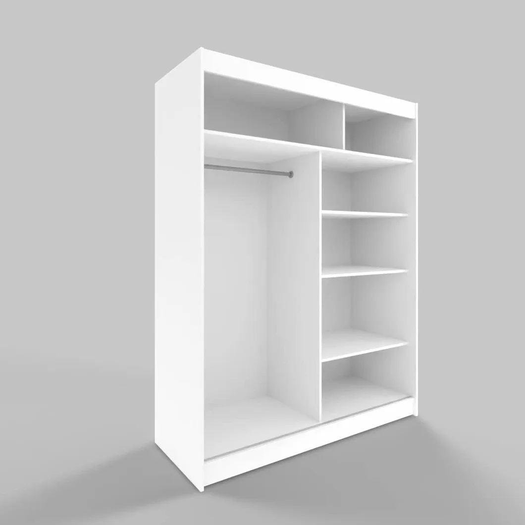 ML Furniture L3 szafa na ubrania z drzwiami przesuwnymi 120 cm z lustrem – meble do sypialni, do przechowywania – szafka wielofunkcyjna – kolor: biały