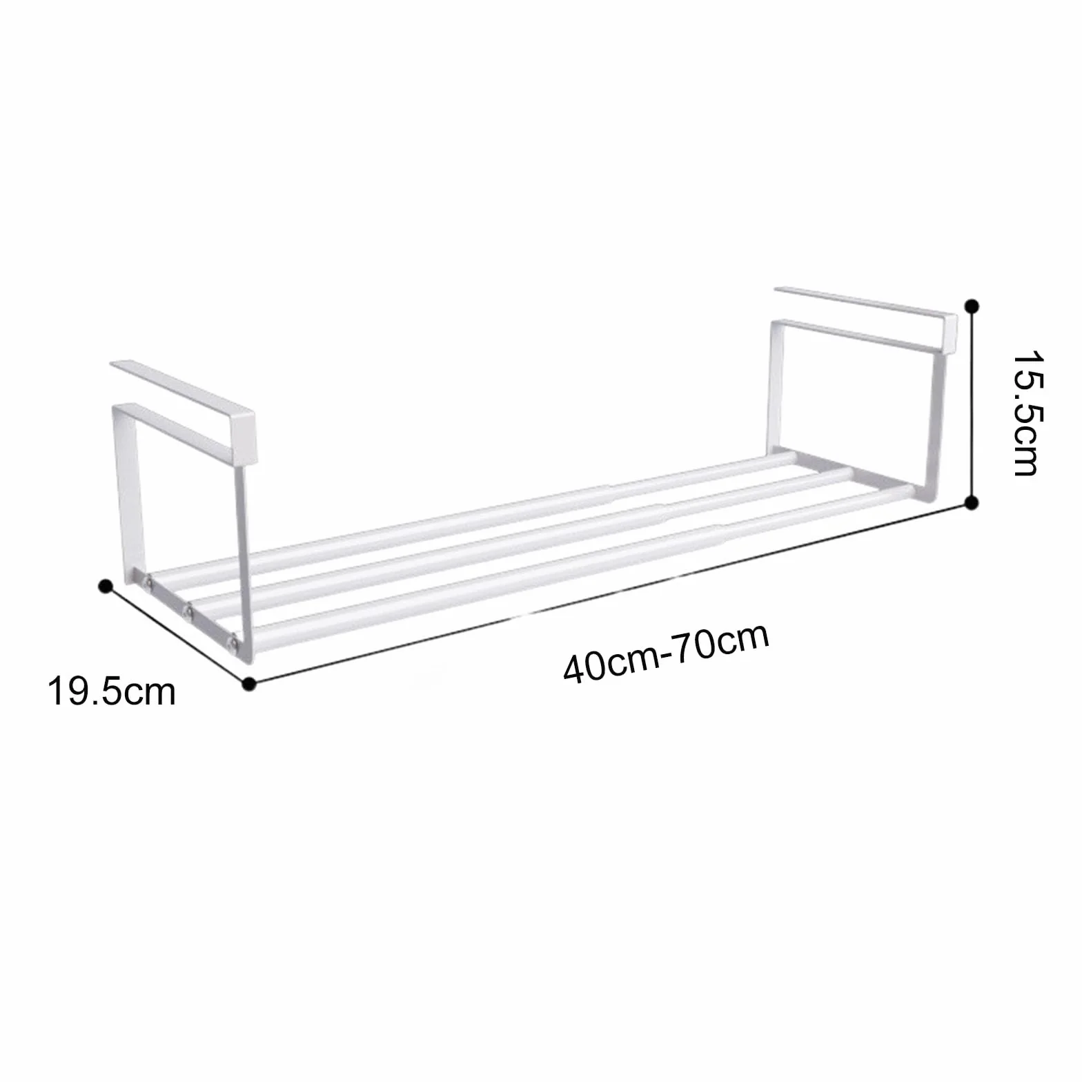ViWaVee Wiszący regał na buty, organizer w szafie, możliwość rozszerzenia 40-70 cm, organizer pod szafkę – idealny do przechowywania i organizacji w kuchni lub na ubrania (biały, 1 szt.)