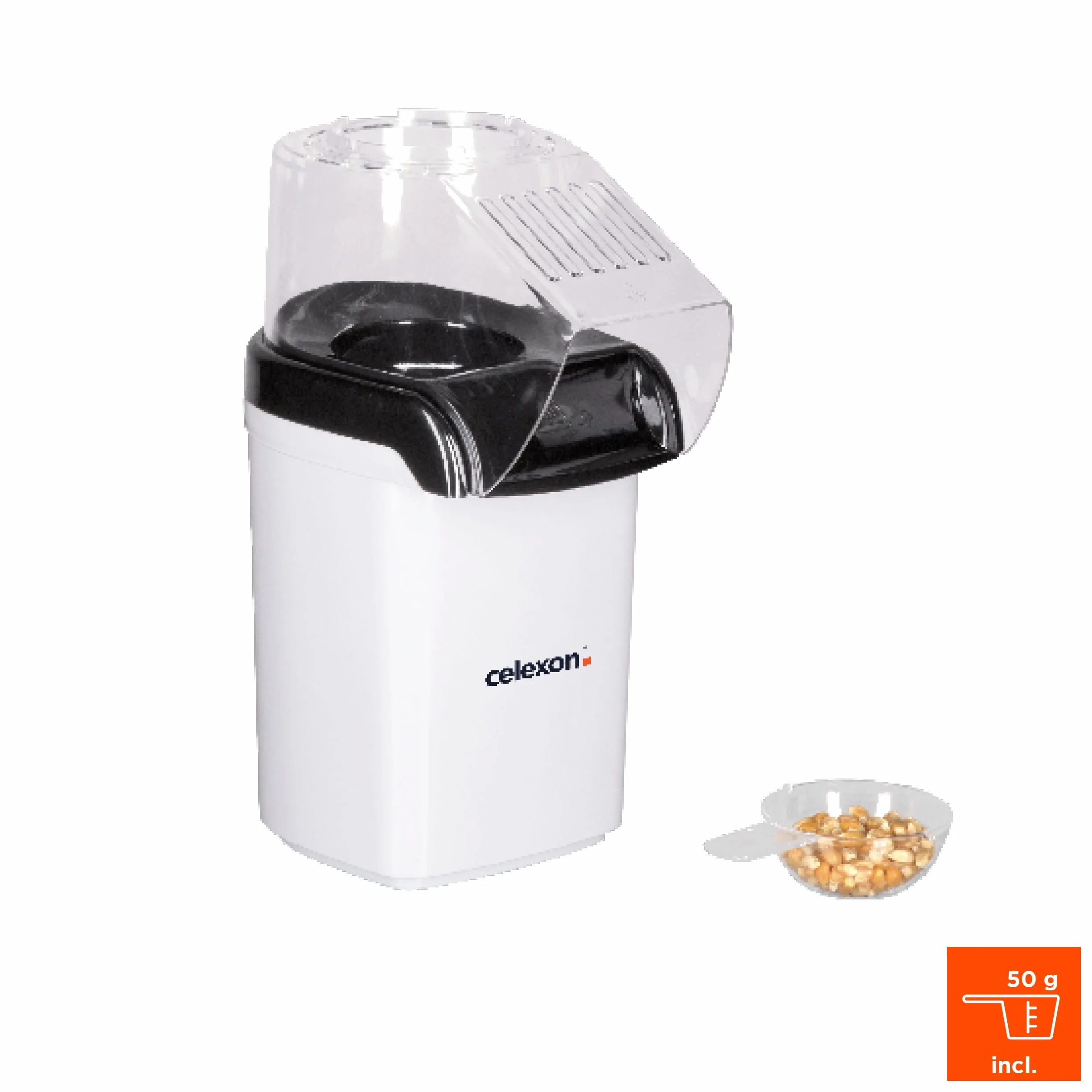 celexon CinePop CP150 maszyna do popcornu 13x19x29 cm 900 g biała bez oleju