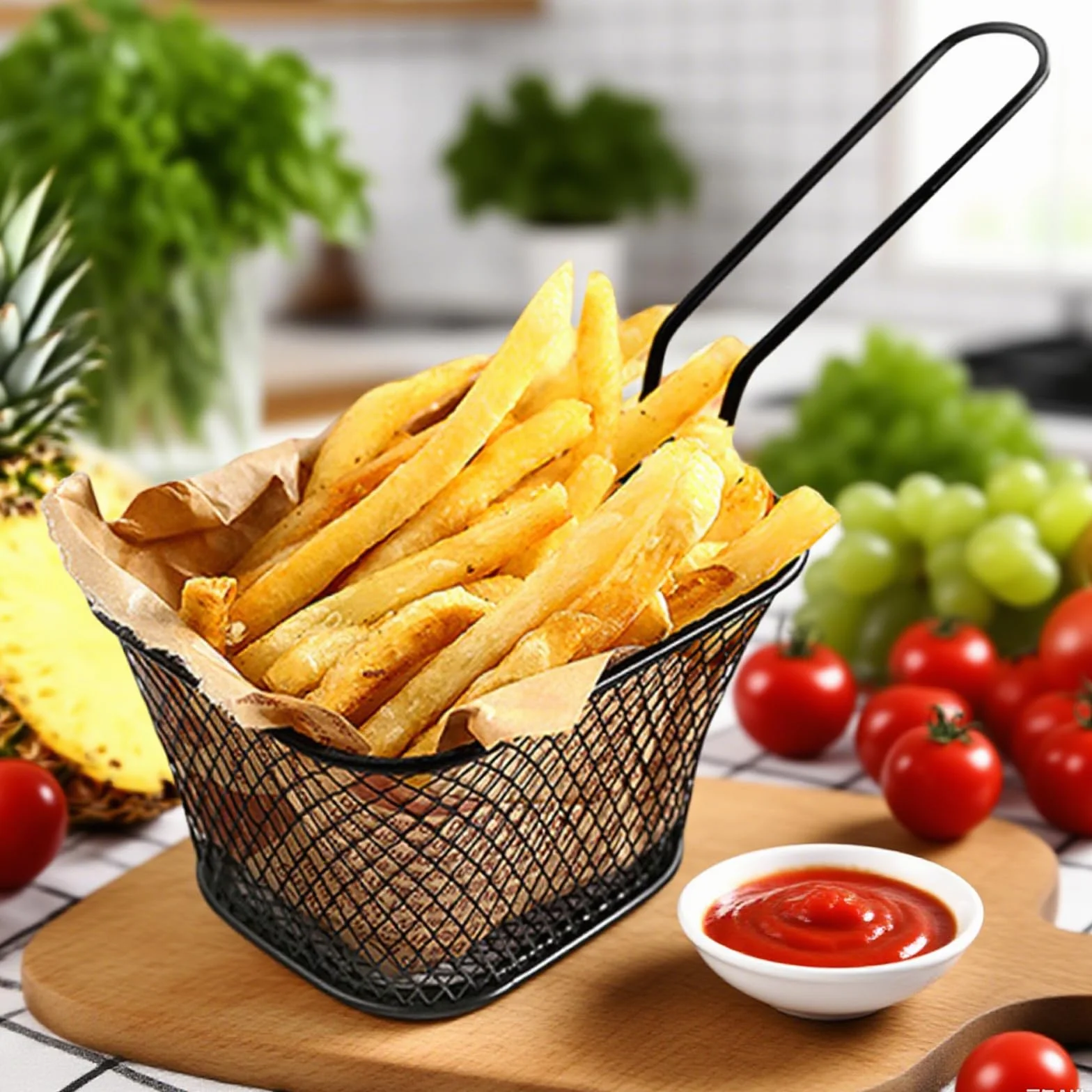 12 sztuk koszyków na frytki, ze stali nierdzewnej, małe koszyki do smażenia, z uchwytem, mini koszyki do serwowania, frytek, frytek, frytek, frytek, frytek (czarny)