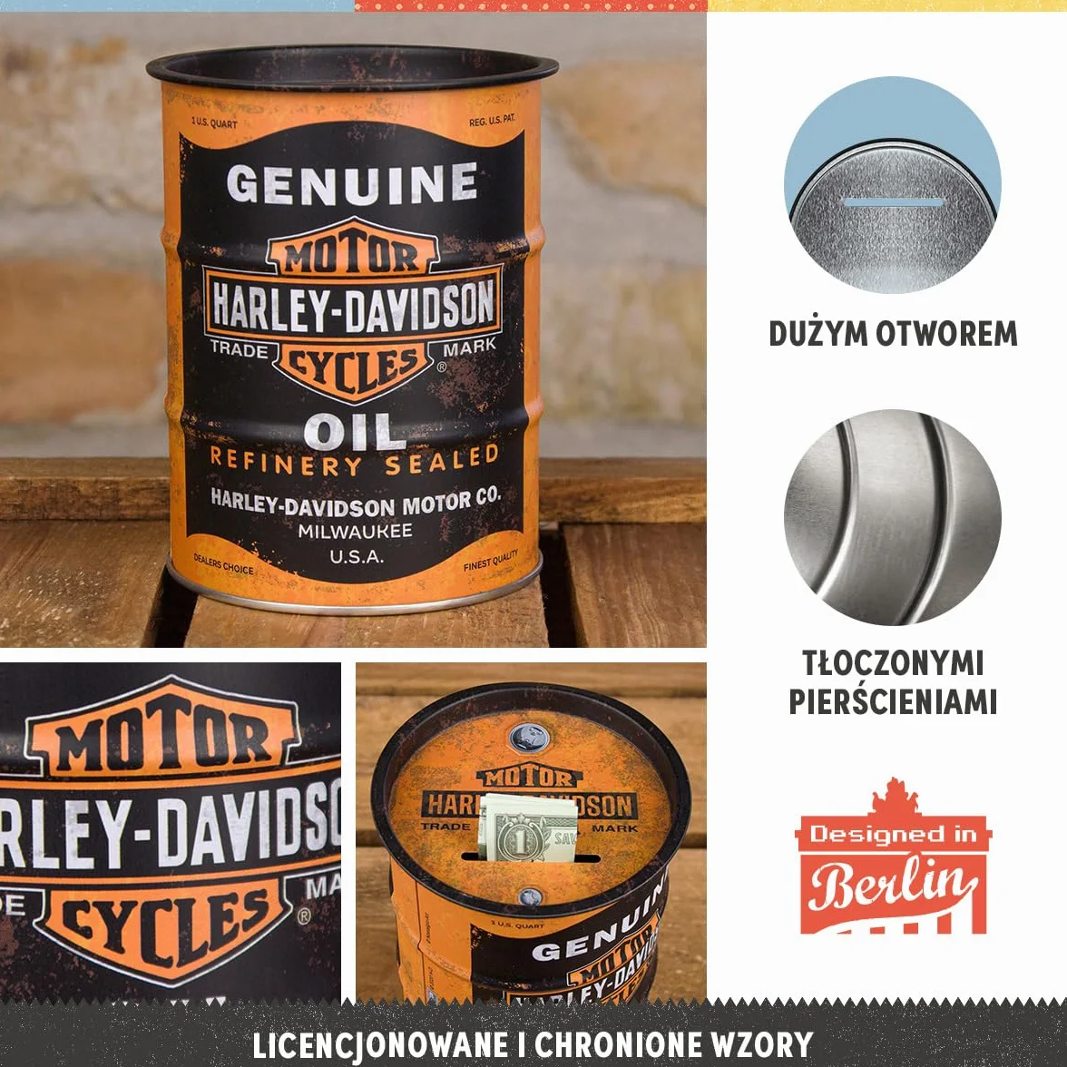 Harley-Davidson metalowa skarbonka retro 600 ml Official License Product