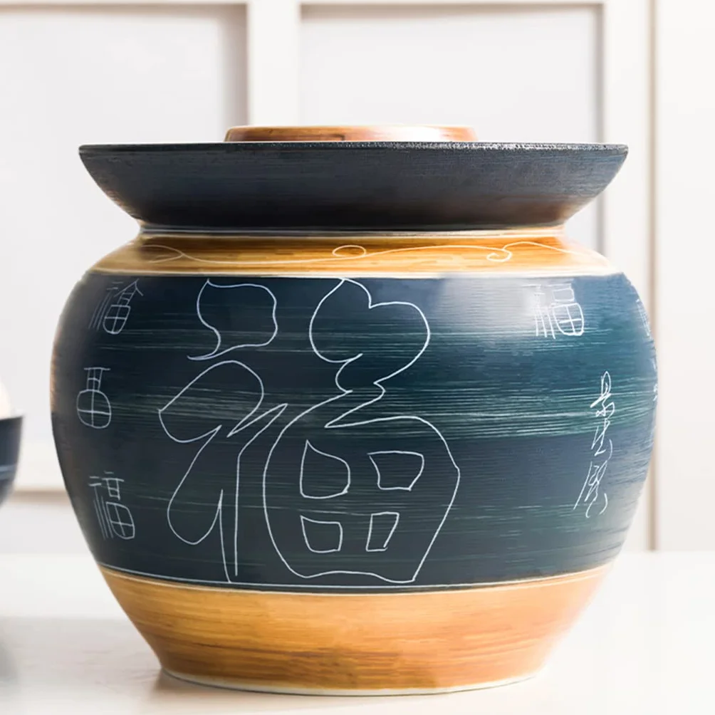 Słoik na ogórki tradycyjny chiński ceramiczny garnek do fermentacji słoik do kiszenia z uszczelką wodną i pokrywką z rurką powietrzną, duży pogrubiony ceramiczny słoik do kiszenia kimchi garnek