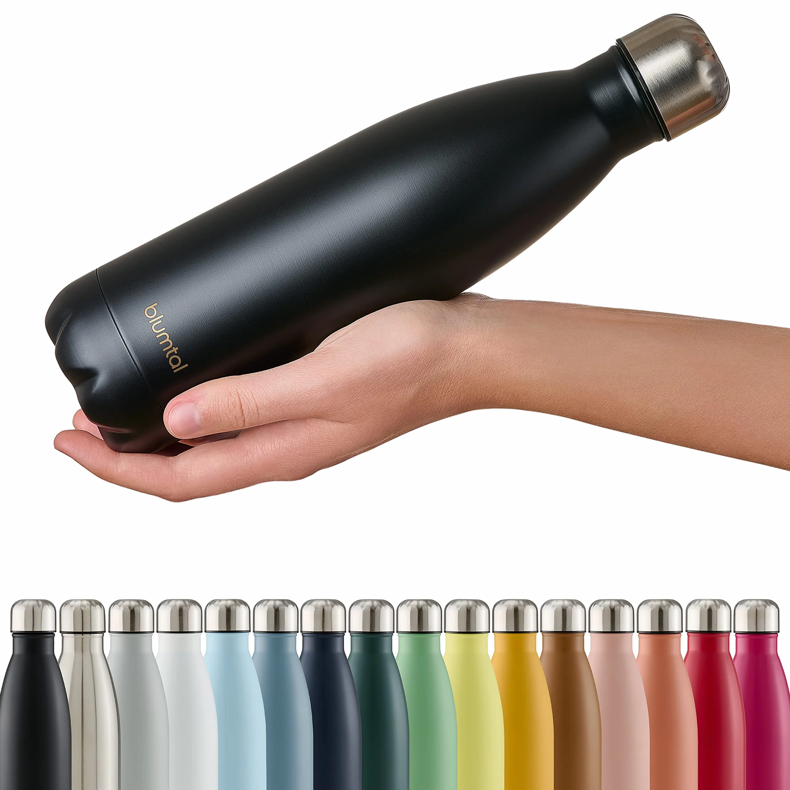 Blumtal - Butelka izolowana 750 ml - Butelka ze stali nierdzewnej 750 ml - Metalowa butelka - wodoodporna, wielokrotnego użytku, wolna od BPA, do gorących i zimnych napojów, czarna