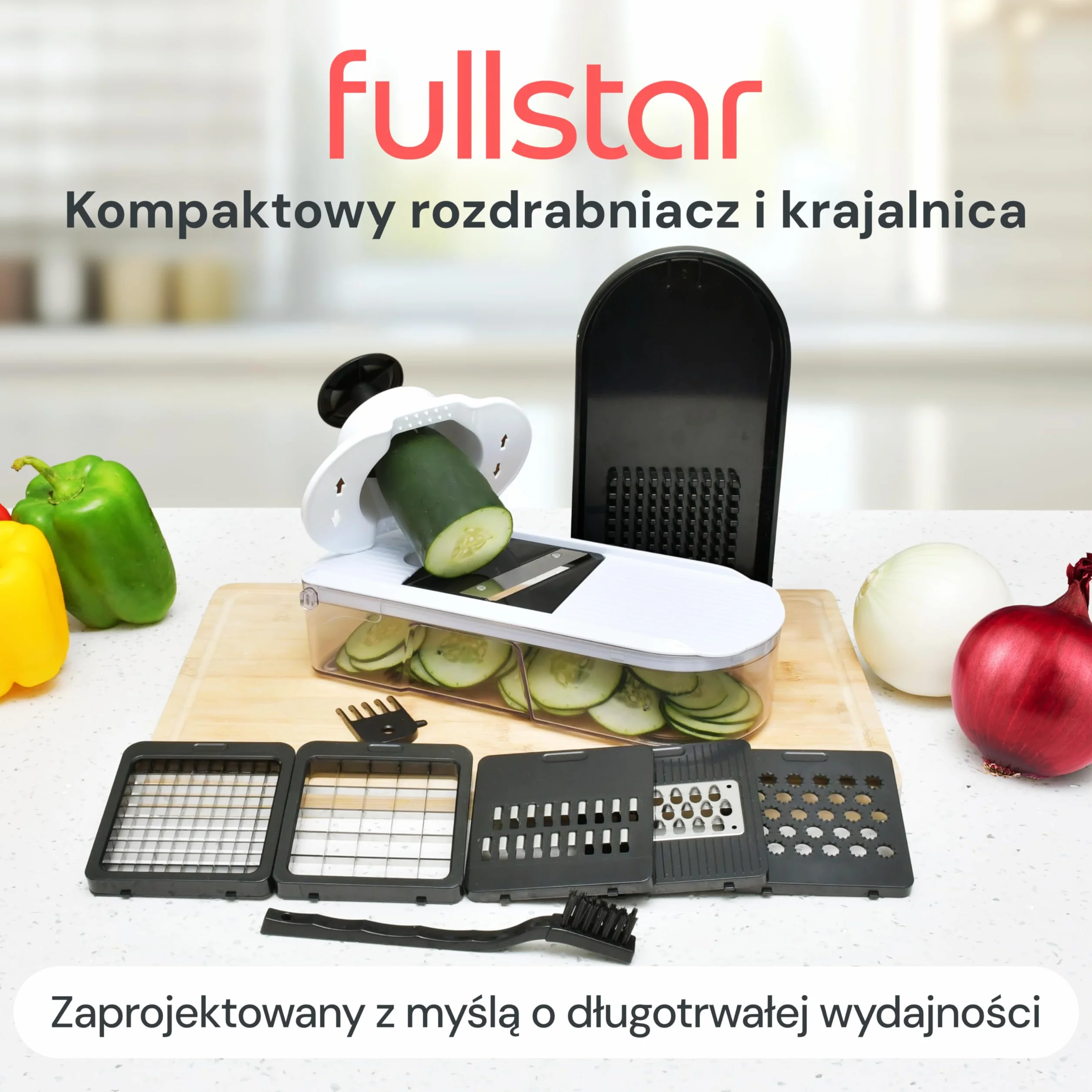 Rozdrabniacz i Mandolina do Warzyw - Krajalnica do Warzyw - Siekacz i Kostka do Cebuli Ziemniaków Sałatka - Narzędzia i Gadżety Kuchenne (Kompaktowa 6-w-1 Biała)
