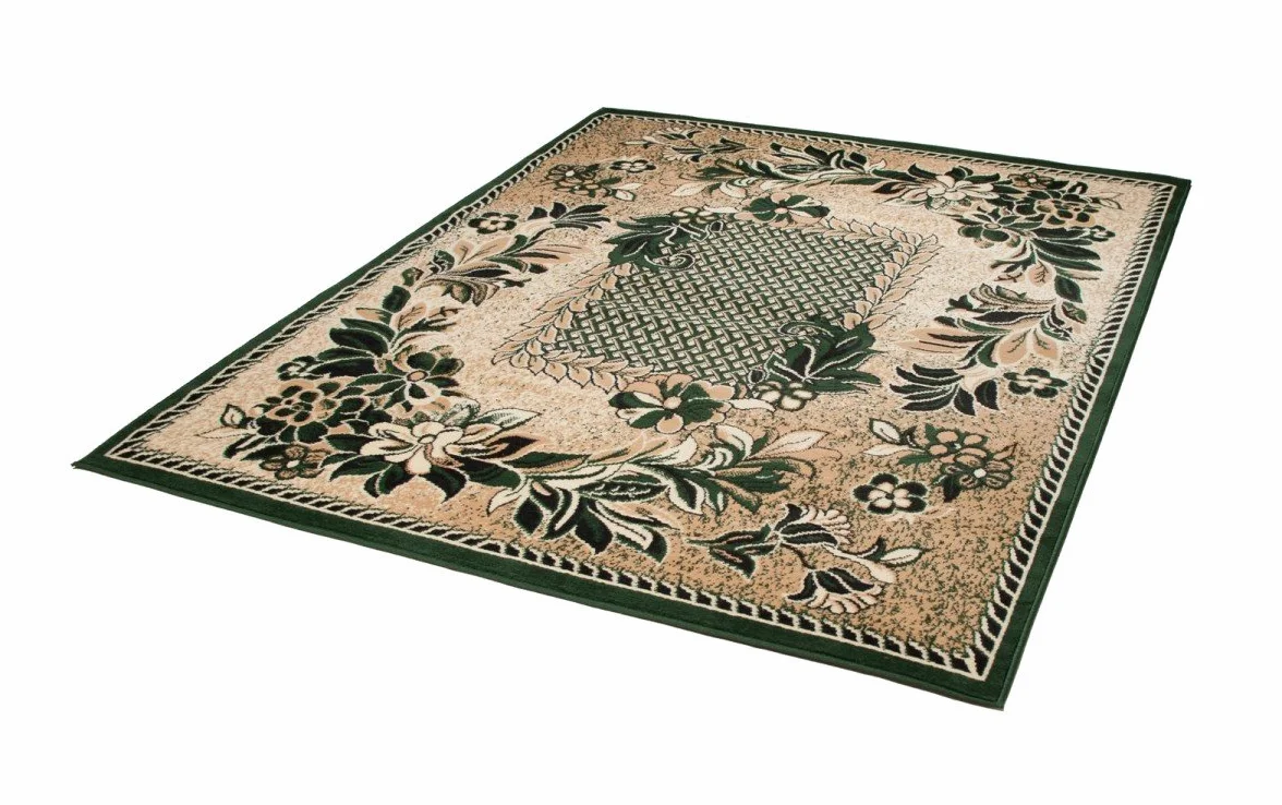 Tapiso Atlas dywan z krótkim włosiem, designerski, nowoczesny, abstrakcyjny, kwiatowe linie, zielony, beżowy, do salonu, pokoju gościnnego, Ökotex 140 x 200 cm