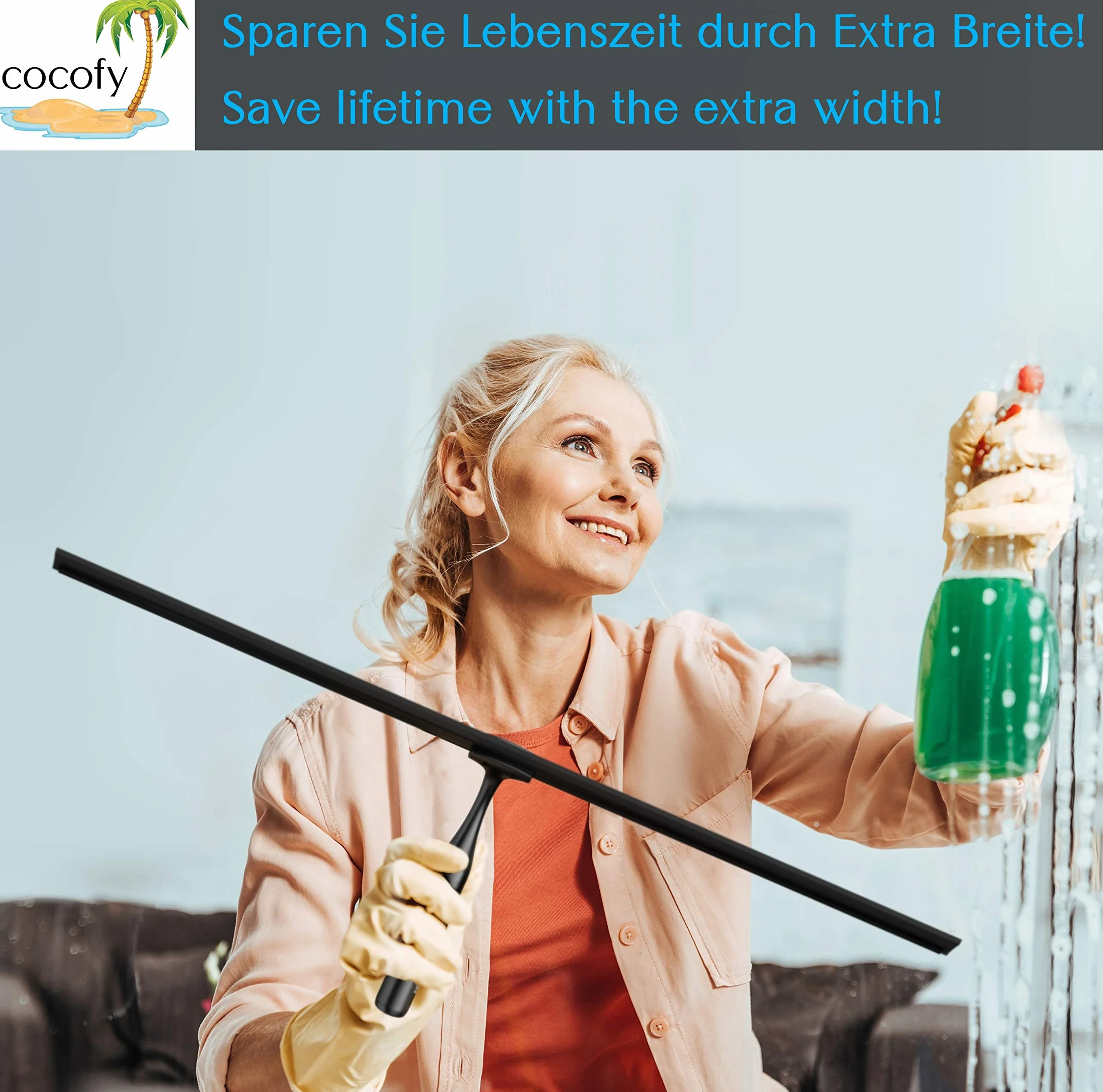 Ściągacz prysznicowy, czarny, matowy, szerokość XXL, 45 cm, bez wiercenia, do prysznica, płytek z haczykami, guma zapasowa, ściereczka z mikrofibry, ściągaczka do kabiny prysznicowej, ściągaczka do kabiny prysznicowej, ściągaczka okienna, 45 cm