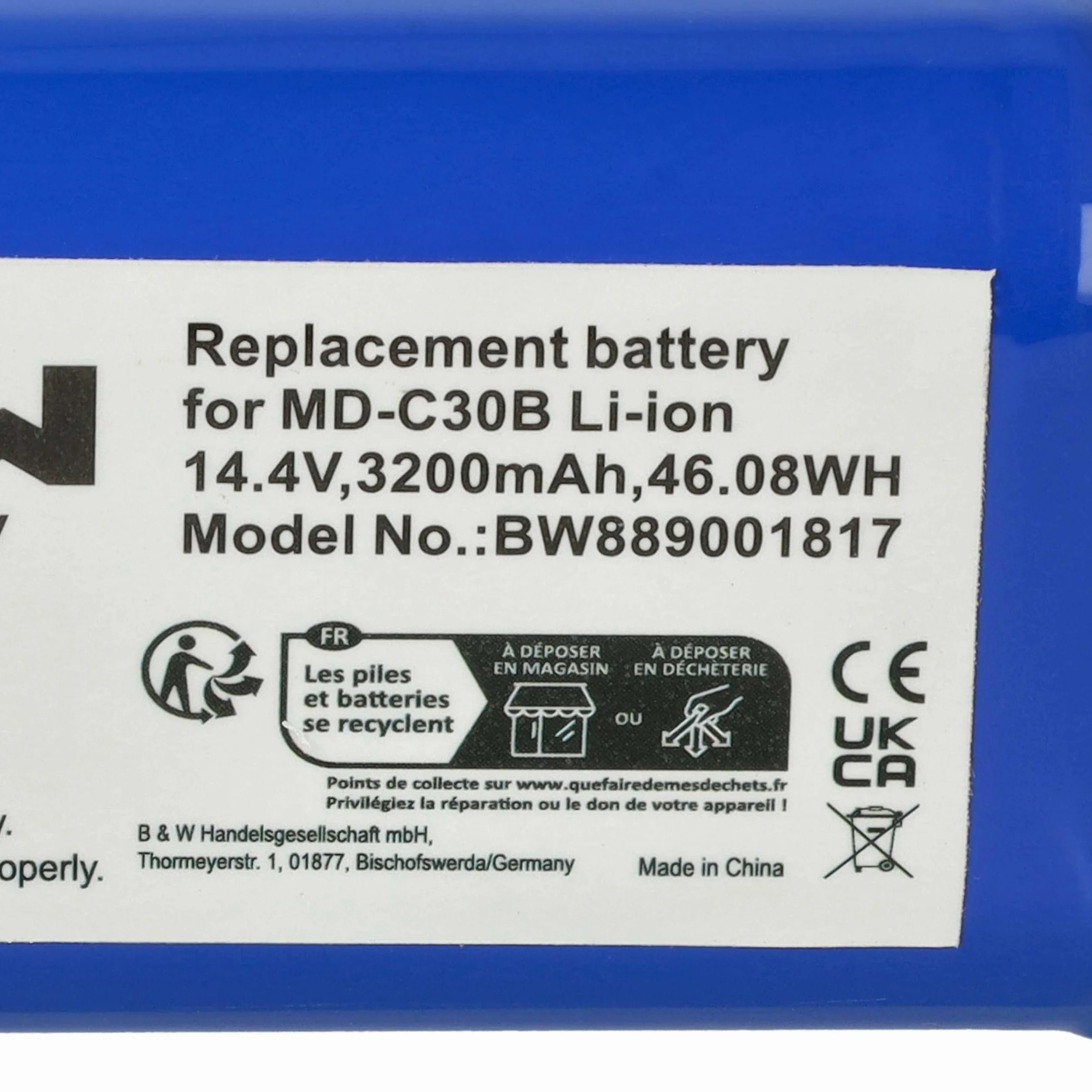 vhbw 1 x akumulator kompatybilny z Proscenic NEO 820P, NEO 830P home cleaner (3200mAh, 14,4V, Li-ion)