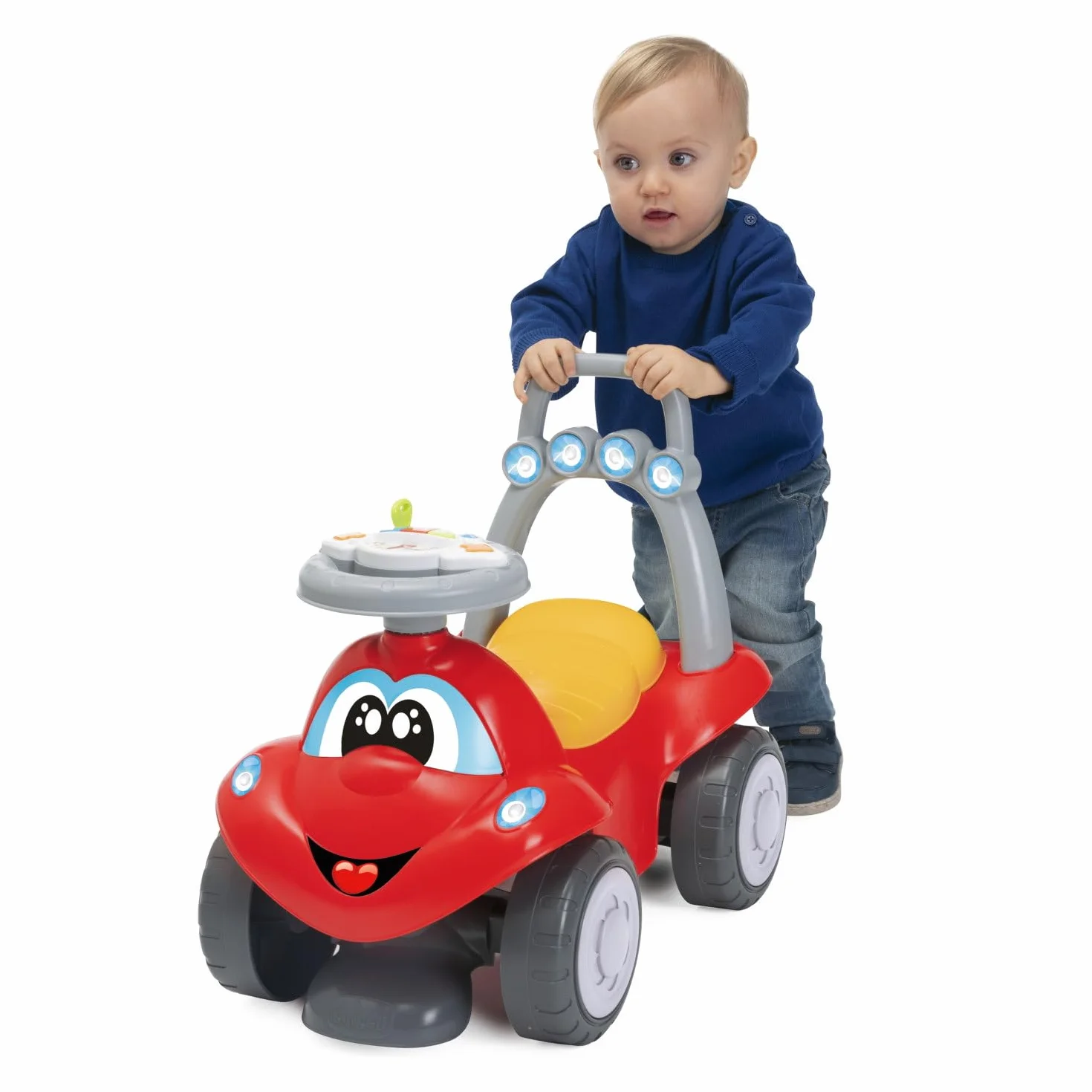 Chicco Jeździk Billy Quattro, Jeździk dla Dzieci, 4 w 1 Tryby Zabawy, Funkcja Kołysania, Elektroniczny Moduł Kierownicy ze Światłami i Dźwiękami, 9-36 miesięcy