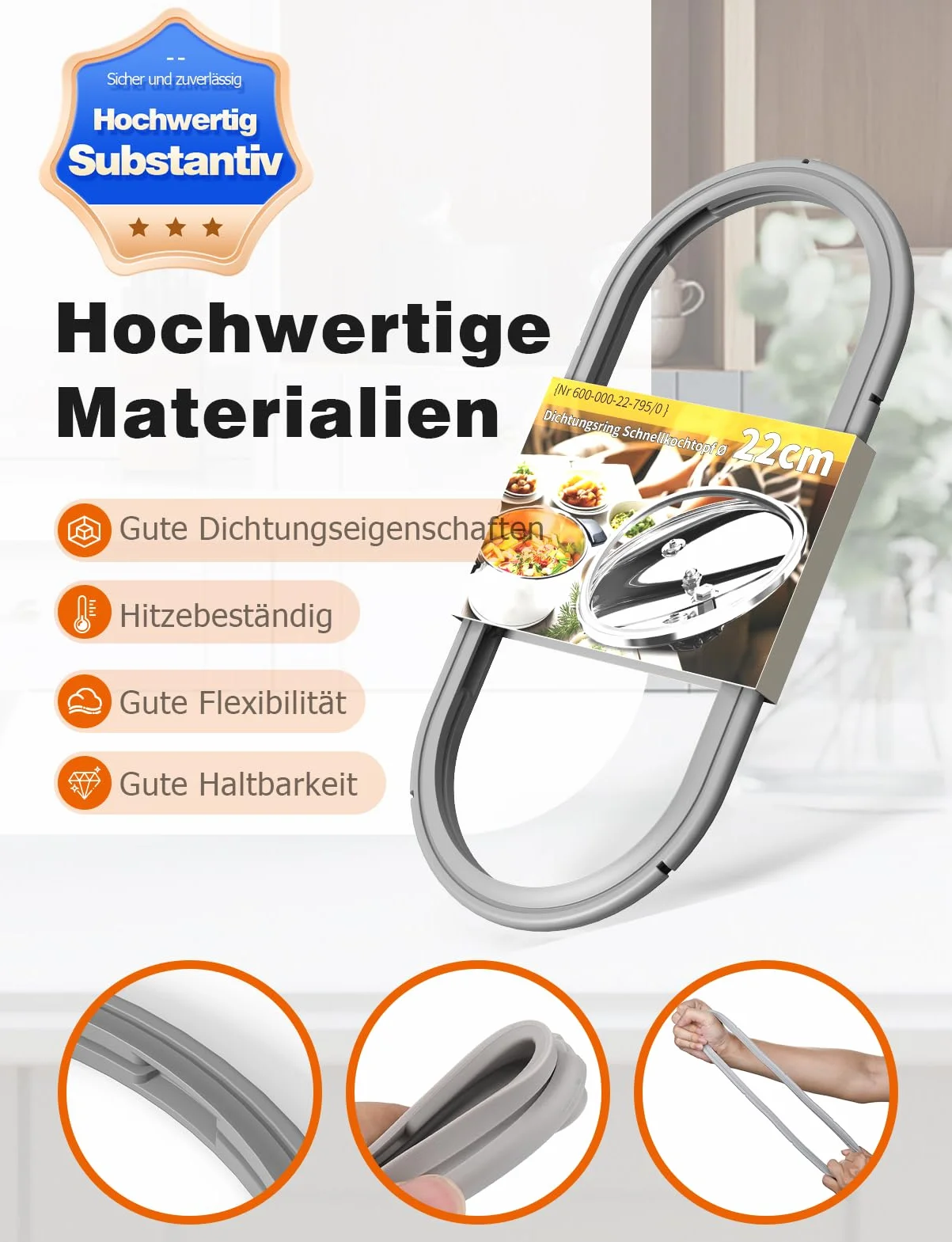 Mellbree Pierścień uszczelniający 22 cm do Fissler | 600-000-22-795/0 – uszczelka zapasowa do naczyń ciśnieniowych Fissler Vitaquick, Vitavit Comfort/Premium/Edition, wyprodukowane po 2010 roku (2