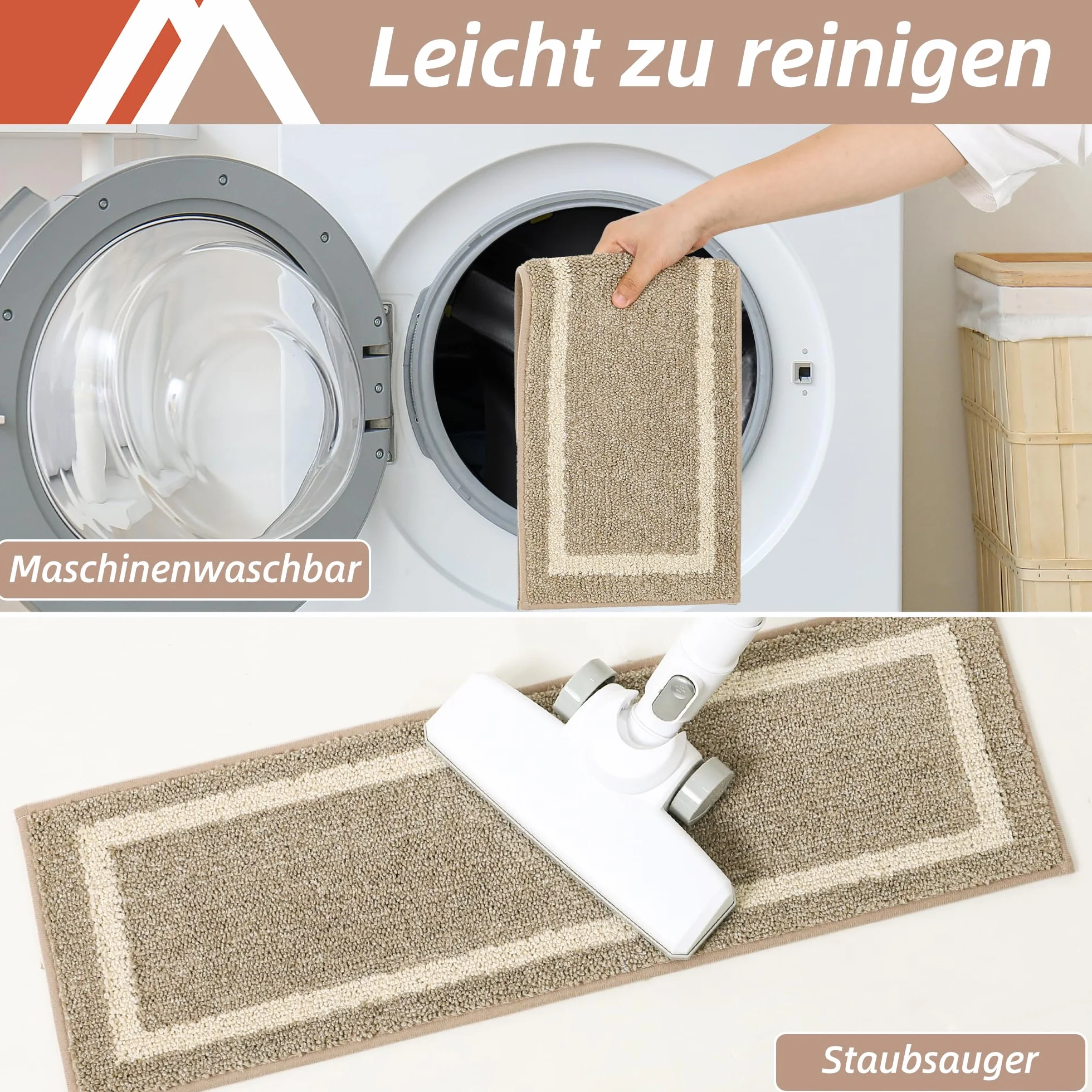 COSY HOMEER Maty na schody 70 x 22 cm (15 sztuk), maty na schody do wewnątrz, samoprzylepne, antypoślizgowe, maty na schody, można prać w pralce, 100% poliester, spód z TPE, beżowe