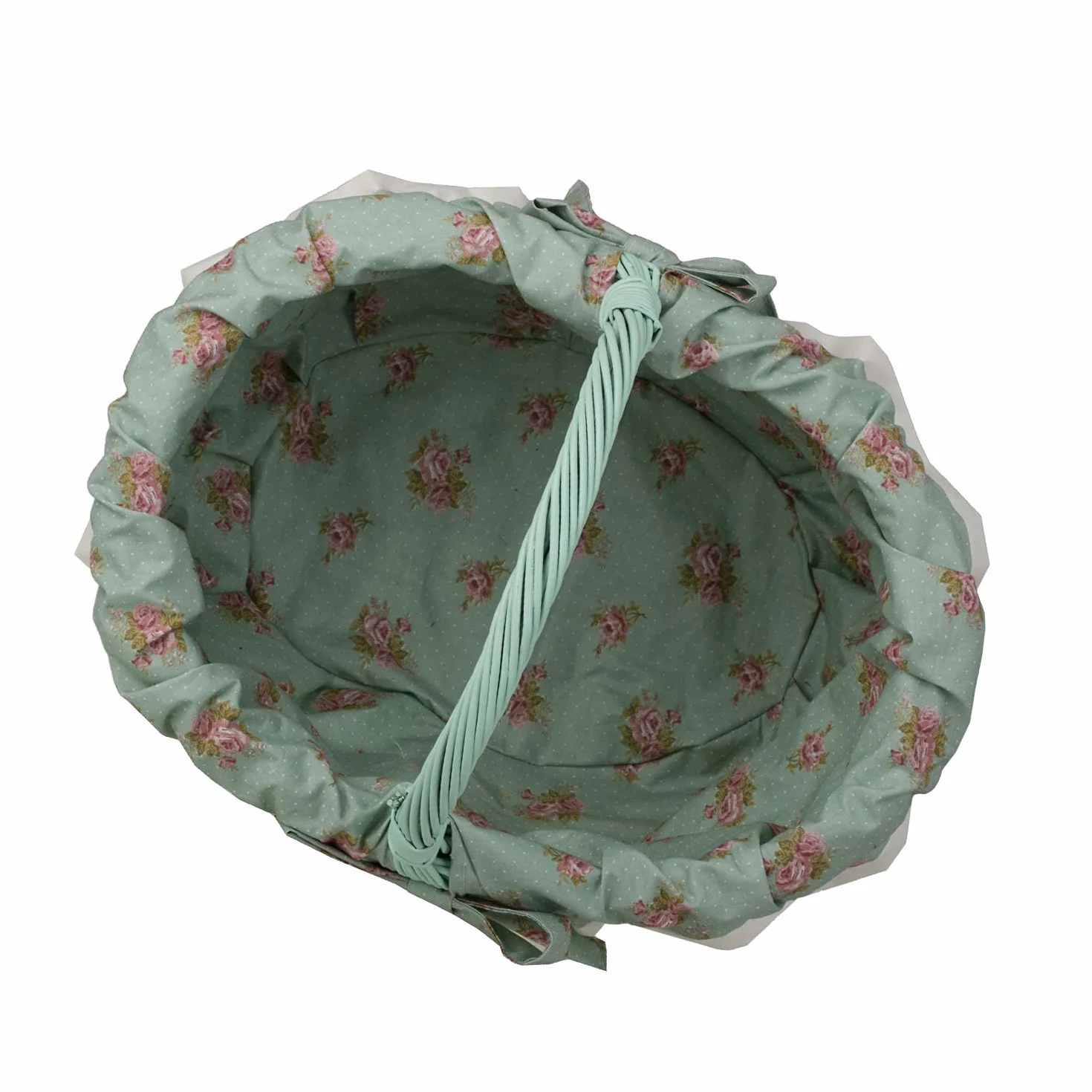 e-wicker24 Koszyk na zakupy z wikliny, styl vintage, kosz wiklinowy owalny miętowy