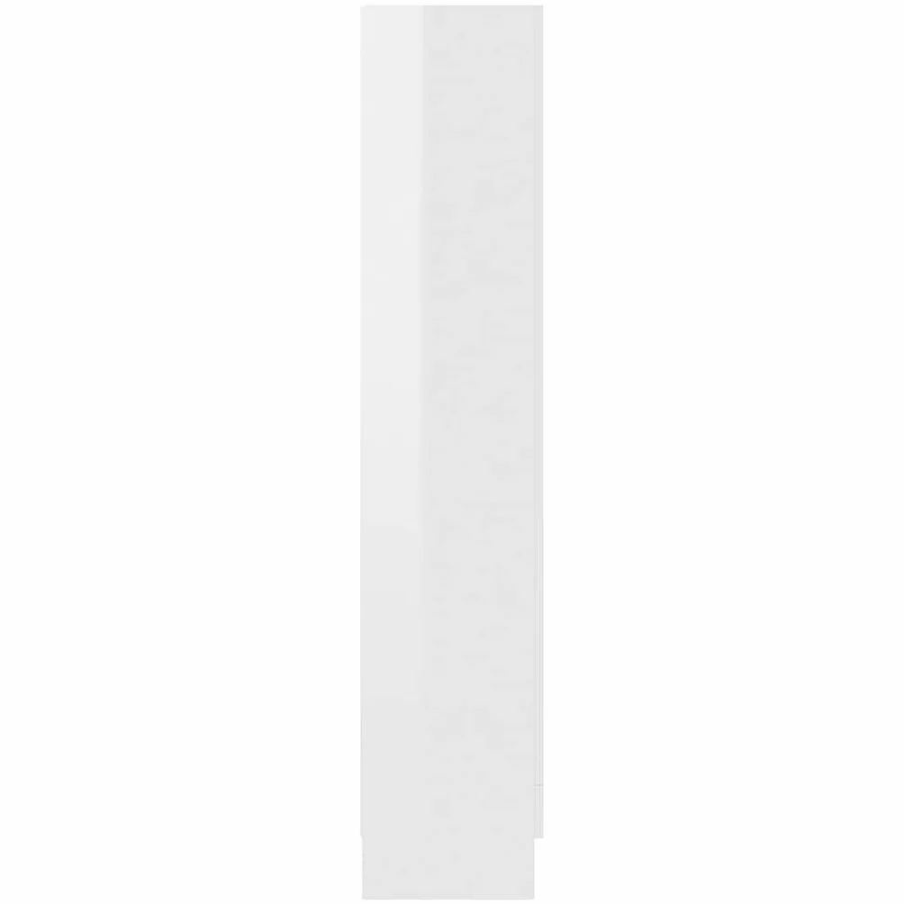 Szafa z witryny, wysoki połysk, biały, materiał drewnopochodny, 82,5 x 30,5 x 150 cm, z 4 półkami i 2 drzwiami, wolnostojąca, nie zajmuje dużo miejsca, do salonu, biura, sypialni, miejsca do