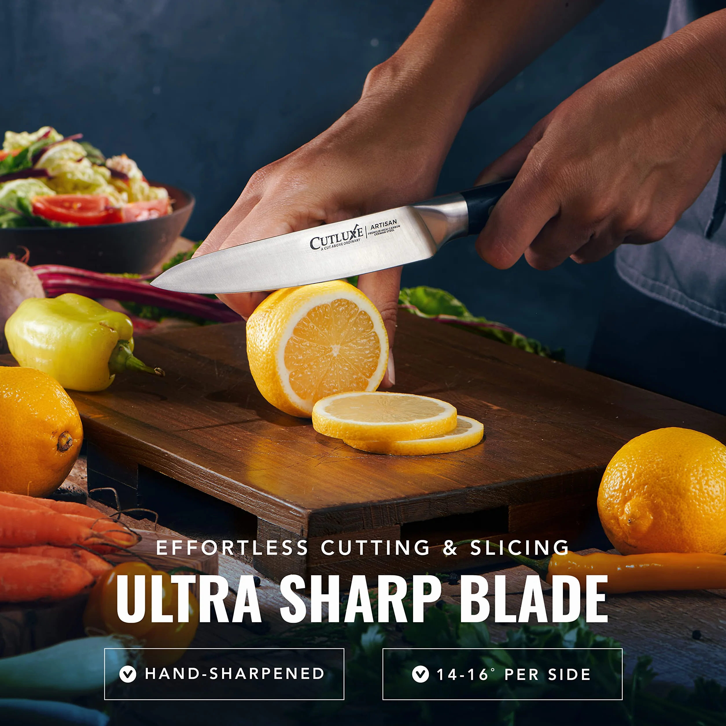 CUTLUXE Artisan Series 5.5" Petty Knife – Forged High Carbon German Steel Full Tang Razor Sharp