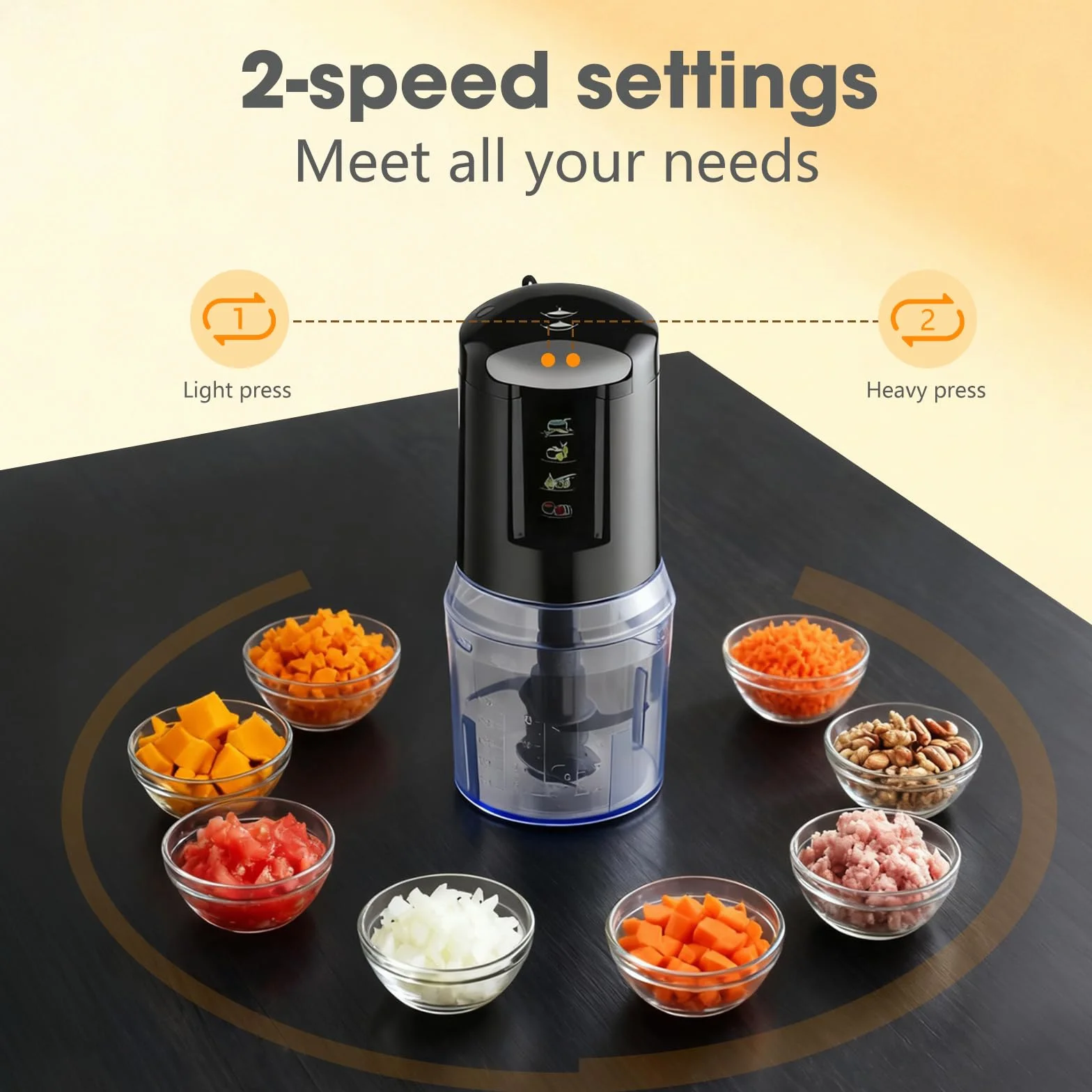 VIANTO wielofunkcyjny robot kuchenny 300 W, elektryczny rozdrabniacz z blenderem, krajalnicą do cebuli i szklanką 500 ml do mięsa, ziół, pesto