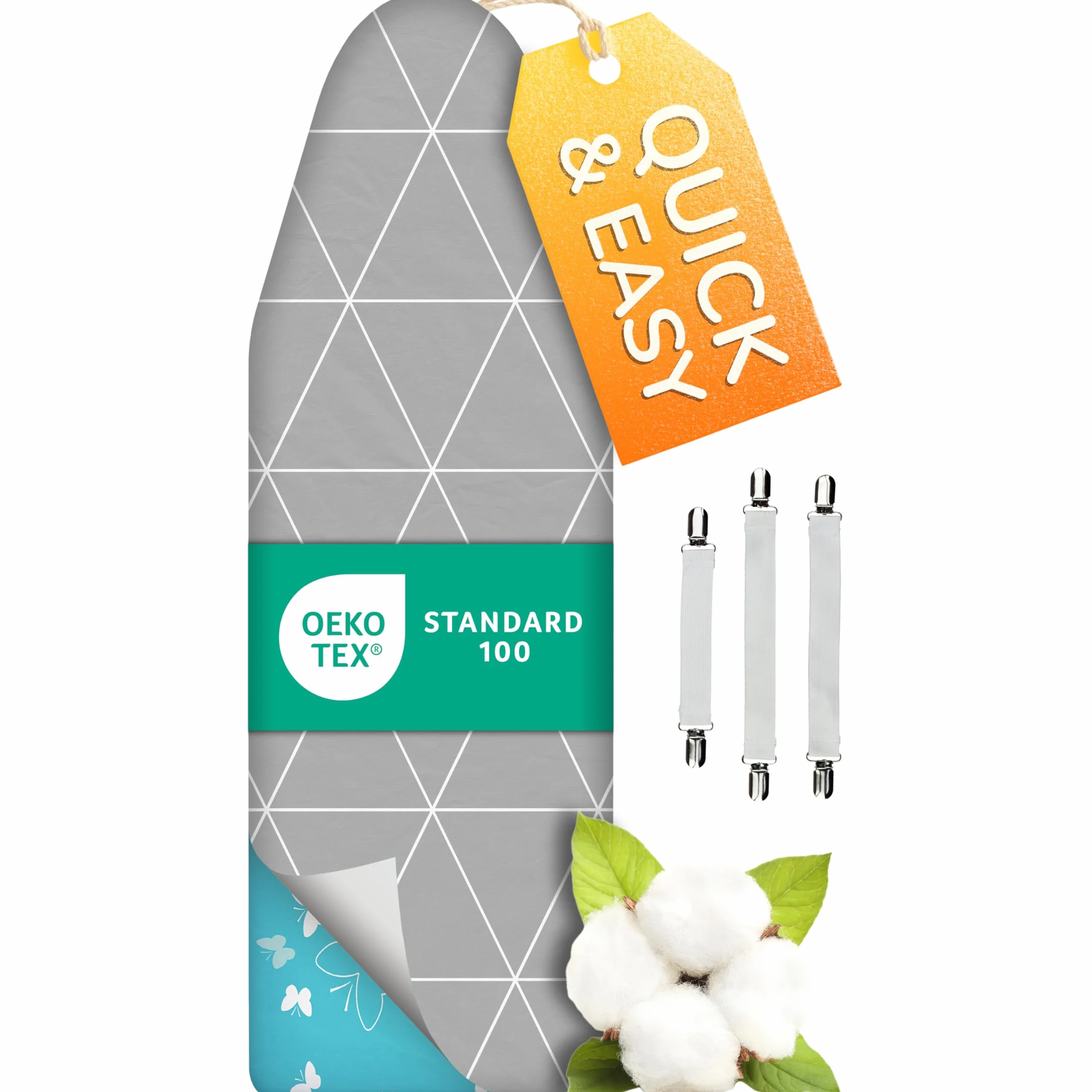 smart&gentle Turbo strijkplankovertrek 120x40 in 5 maten voor stoomstrijkijzers ontworpen in Duitsland - strijkplankovertrek 5 lagen extra dik, L voor strijkoppervlakafmetingen 115-120 x 35-40 cm