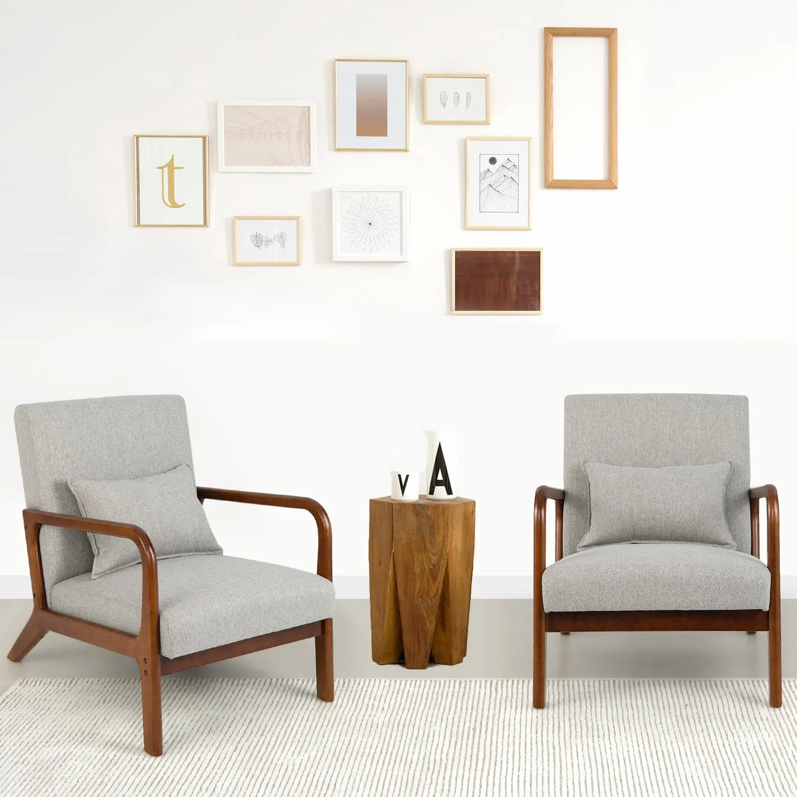COSTWAY Fotel do salonu, tapicerowany, nowoczesne krzesło, drewno, z podłokietnikami, jednoosobowa sofa do salonu, sypialni, 65 x 79 x 77 cm, szary