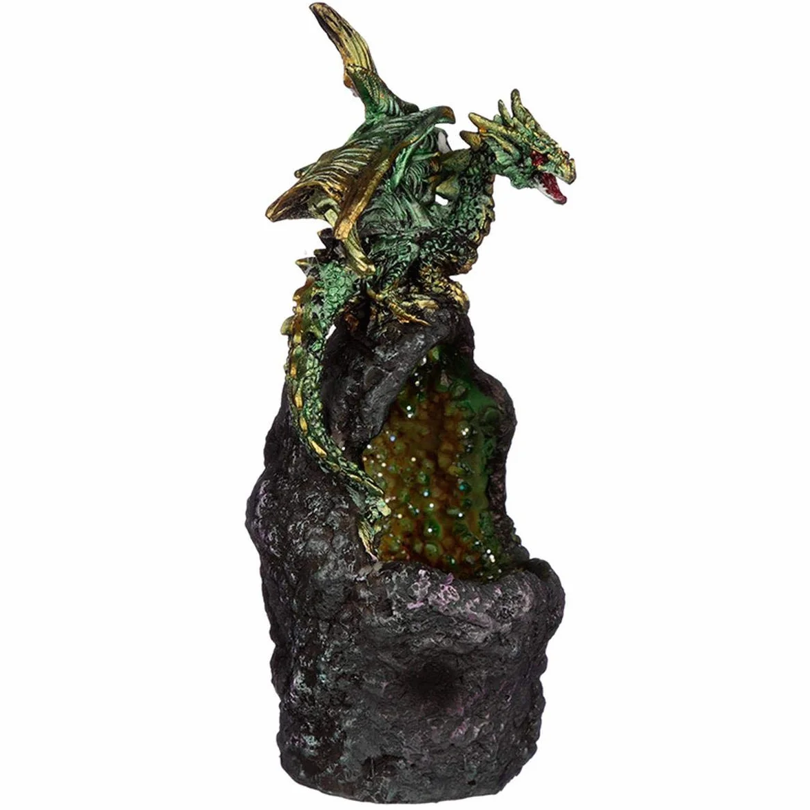 Puckator Kryształowa jaskinia LED ciemne legendy smok figurka x 1, żywica, Multi, wysokość 17 cm szerokość 6 cm głębokość 6,5 cm