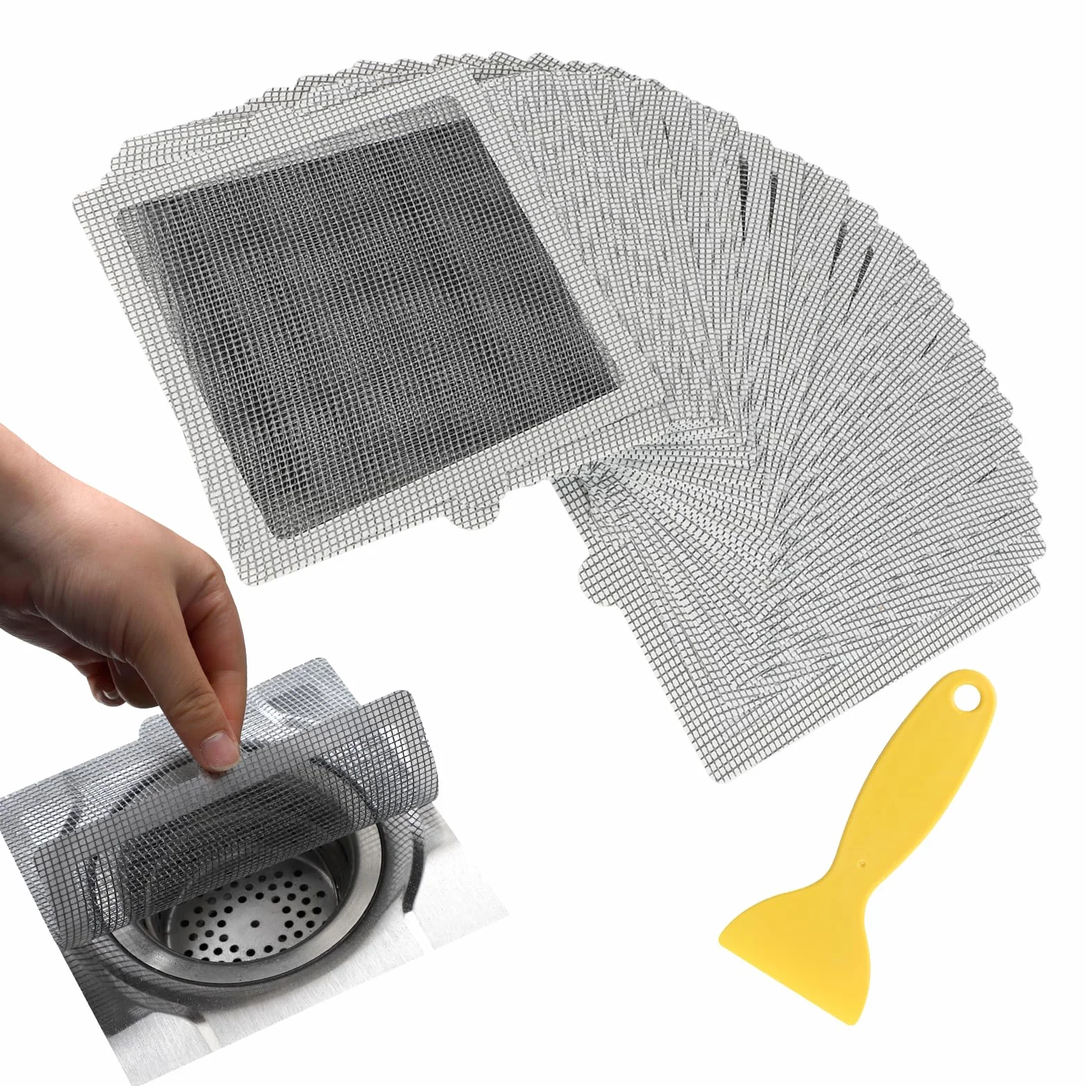 EFUTURETIME 40 sztuk jednorazowych naklejek z filtrem prysznicowym 15 cm x 15 cm, elastyczny uchwyt na kanał odpływowy