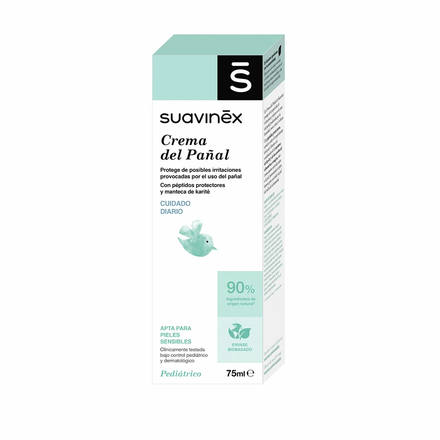 Suavinex Zestaw 2 x pieluchy dla niemowląt, ochrona przed podrażnieniami i zaczerwienieniami, odpowiedni dla wrażliwej skóry, 90% składników pochodzenia naturalnego, zielony, 2 x 75 ml