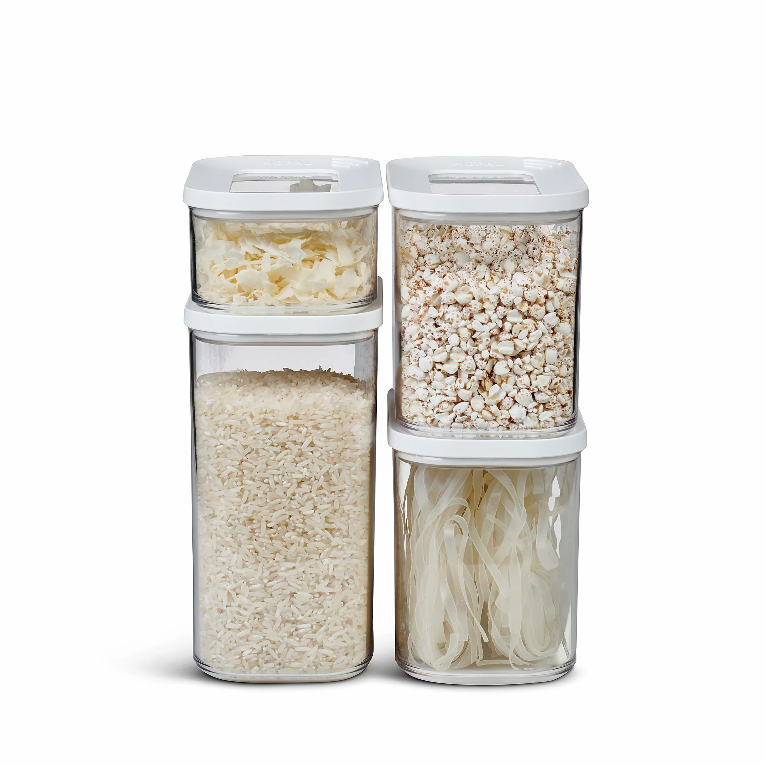 Mepal Pojemniki do Przechowywania Żywności, 4 Elementy, Pojemniki na Żywność, Organizery, do Układania w Stos, Hermetyczne, 2 X 1000 Ml, 1 X 1500 Ml i 1 X 425 Ml, Kolor Biały
