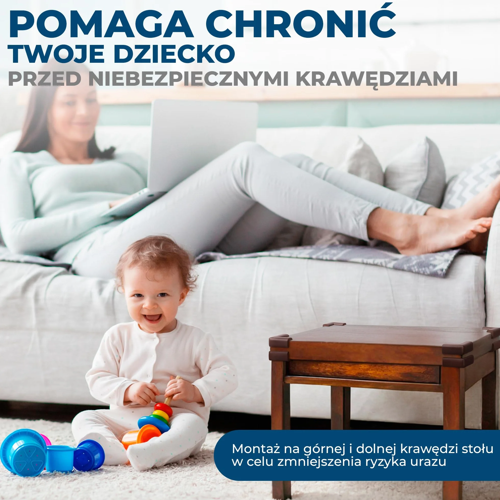 Hoffenbach 12x Ochrona Narożników dla Dzieci – Zabezpieczenie dla Niemowląt i Dzieci – Samoprzylepna Ochrona Krawędzi Stołu i Mebli, Miękkie Narożniki dla Bezpieczeństwa w Domu – Brązowy