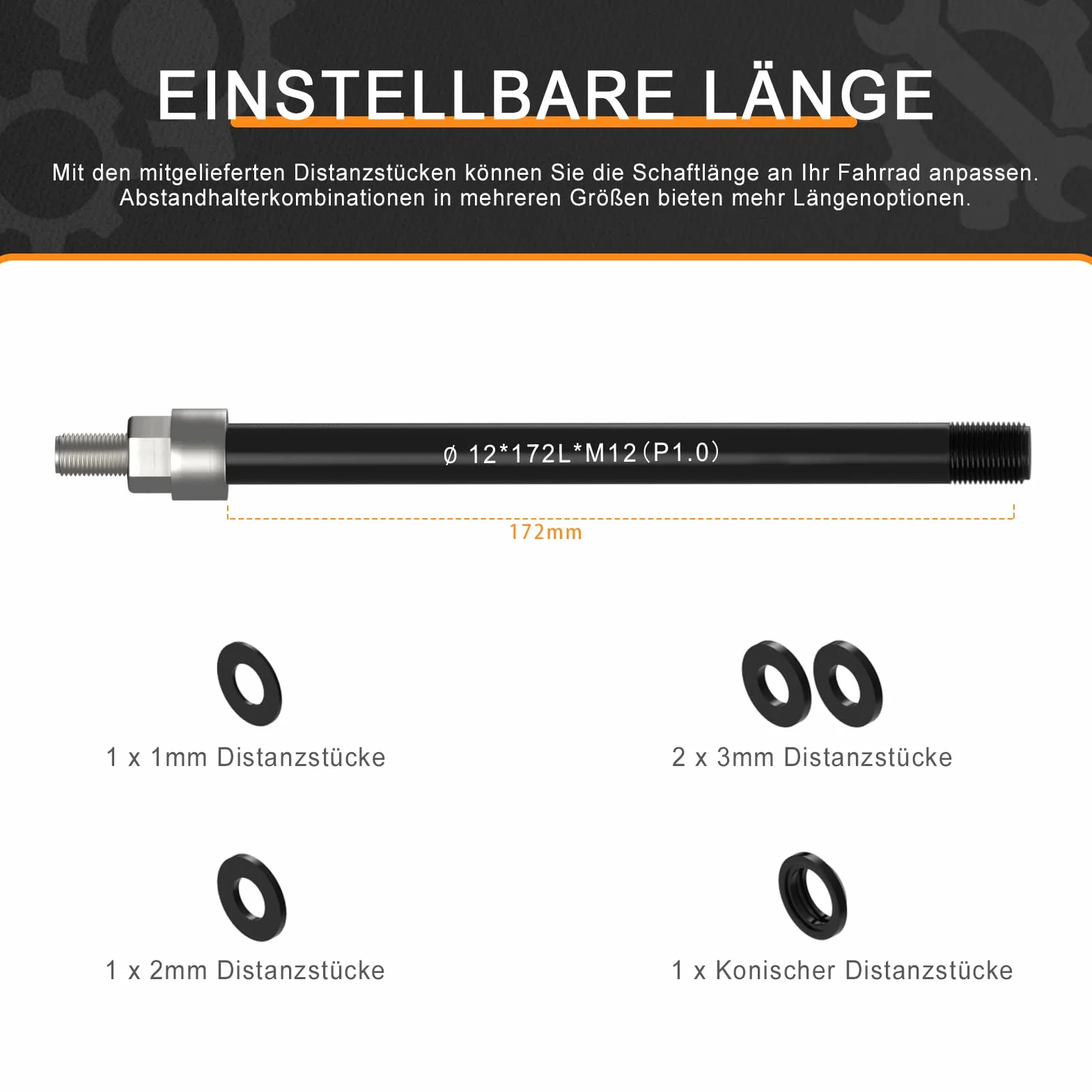 Adapter osi wtykowej M12 do przyczepki rowerowej, adapter osi wtykowej, regulowana długość trzpienia