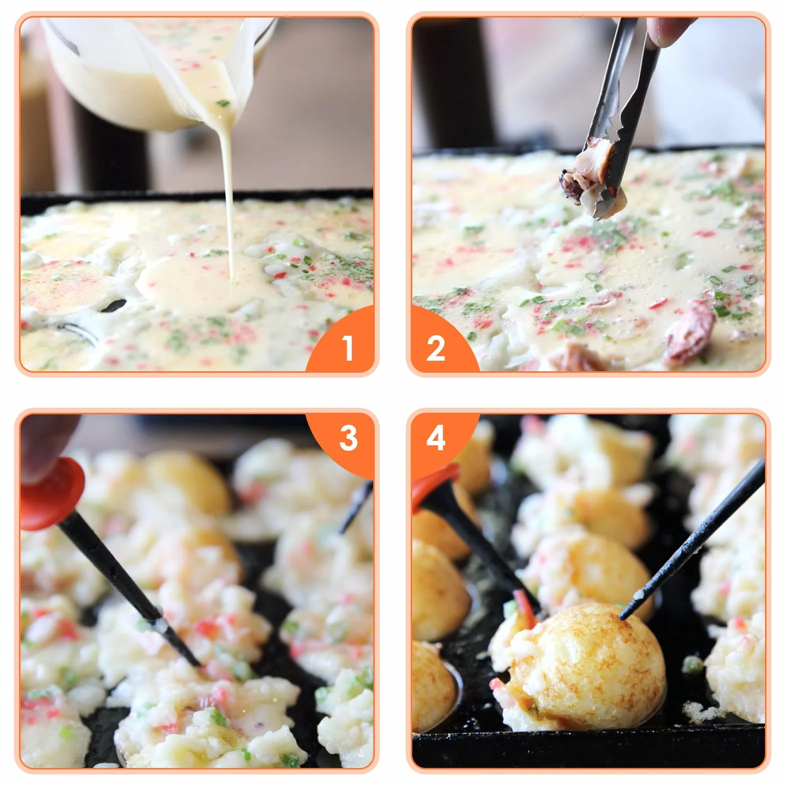 Ejoyous Takoyaki Maker, 18 siatek gospodarstwa domowego, ośmiornica, mini elektryczna, forma do pieczenia, szybka maszyna śniadaniowa (UE)