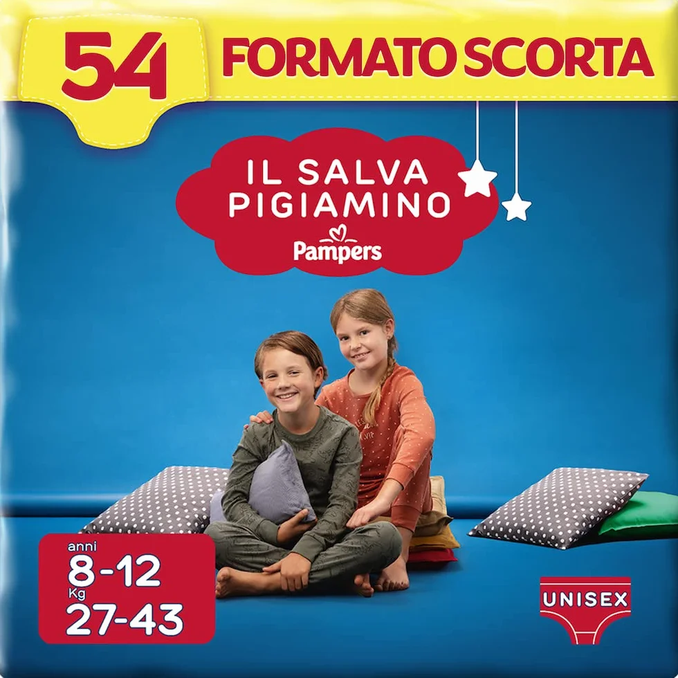 Pampers Ratownik do mycia naczyń 8-12 lat, rozmiar zapasowy, 54 pieluchy, rozmiar L/XL (27-43 kg)